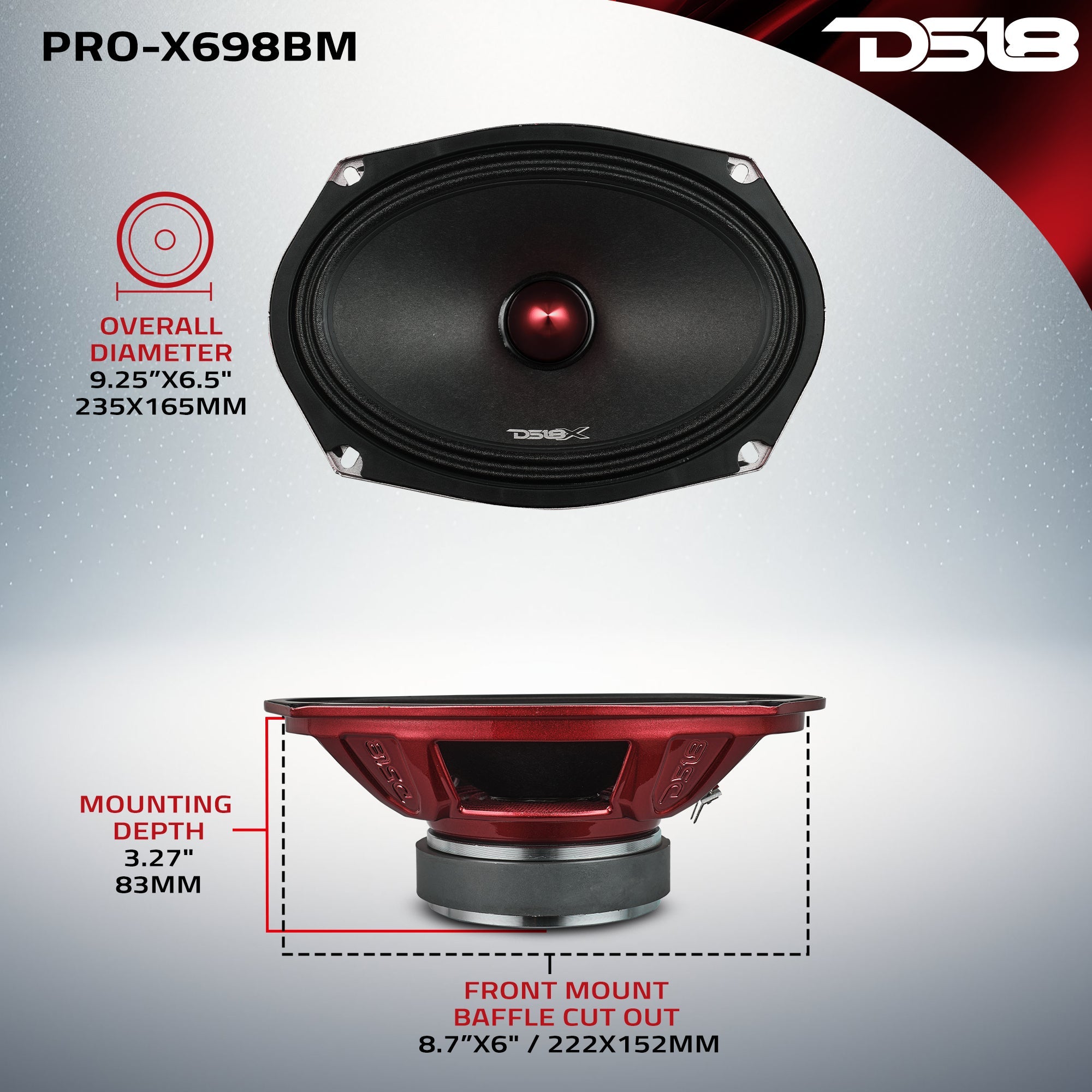 PRO-X 6X9" Mid-Range Bullet Loudspeaker | 200W RMS 8-Ohm