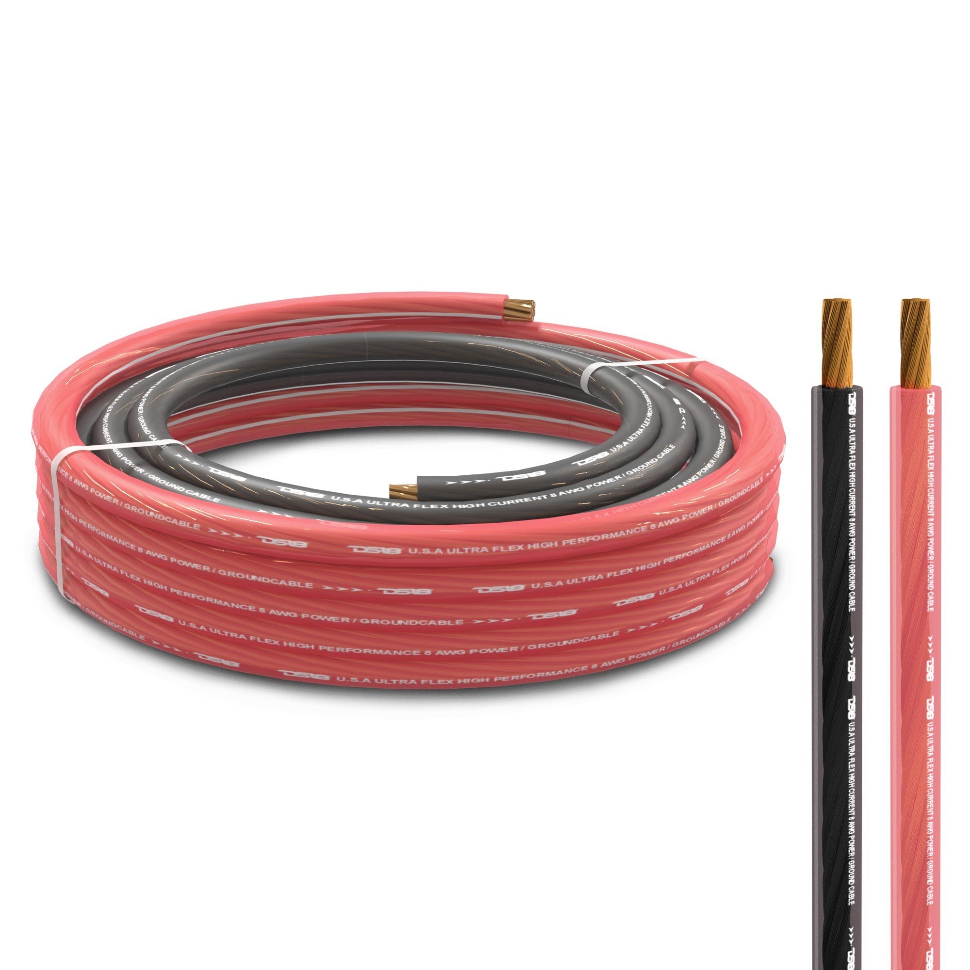 8-GA Ultra Flex CCA Ground Power Cable 5 Ft Black and 20 Ft Red Kit