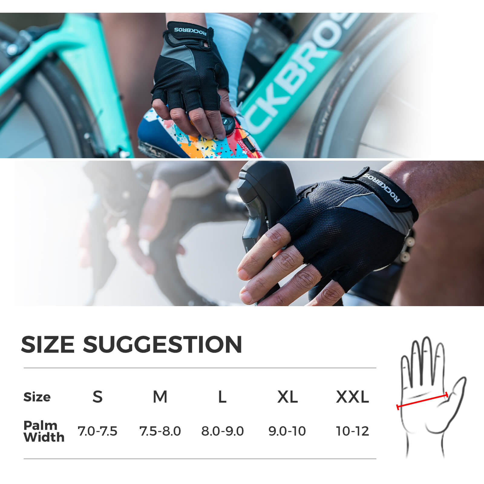 ROCKBROS Half-Finger Gel Padded Cycling Gloves Summer