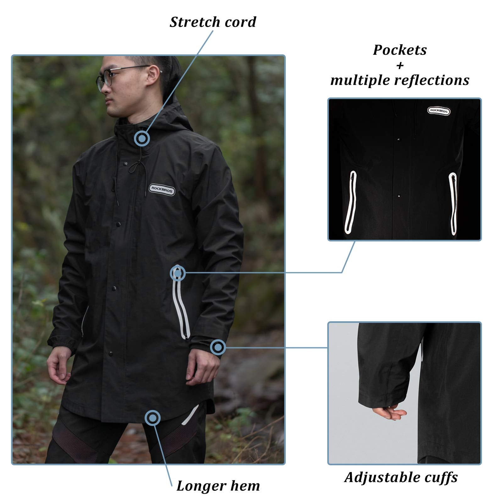 Waterproof Raincoat & Overtrousers for Men Women with Reflective