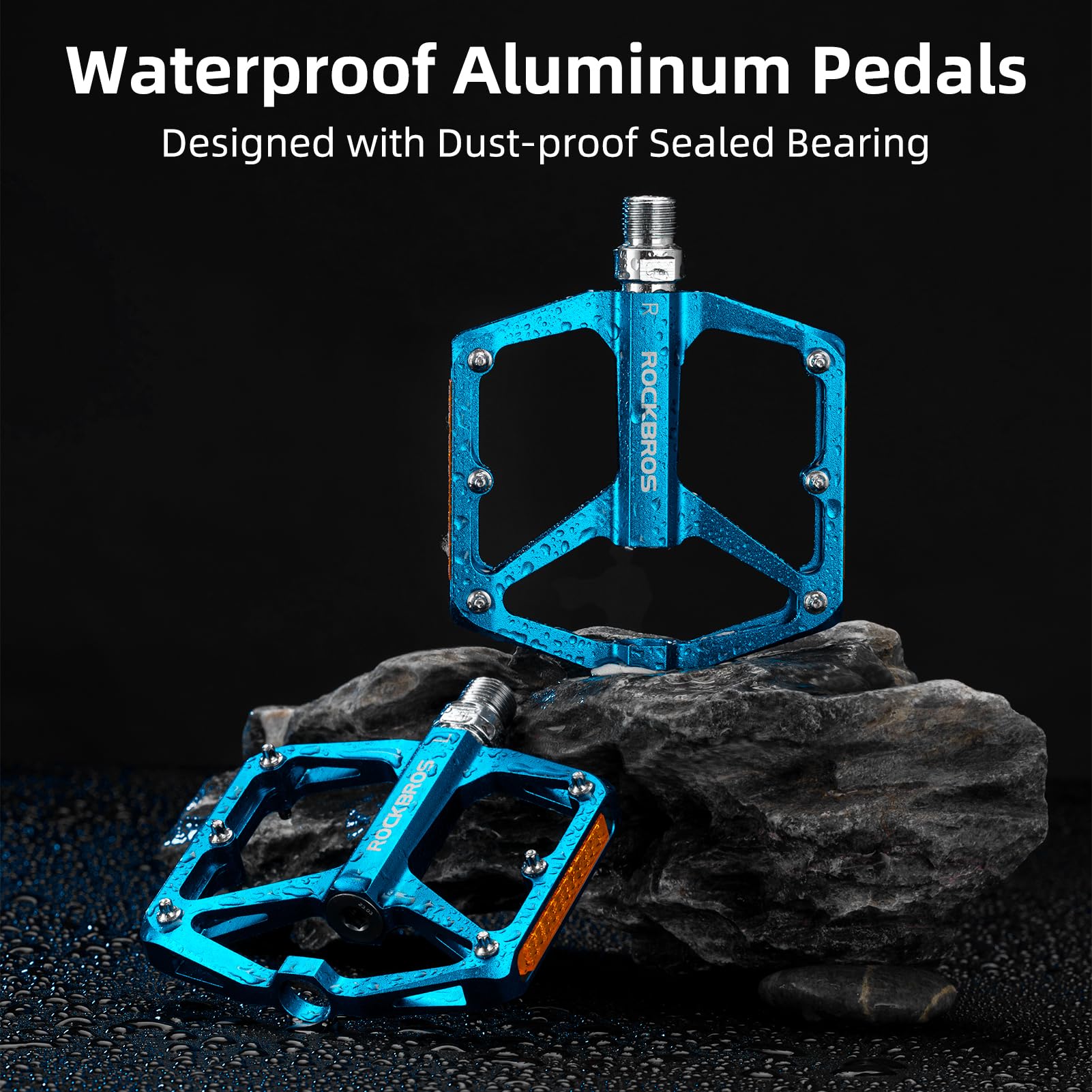 ROCKBROS MTB Reflective Aluminum Pedals 9/16" Sealed Bearing Lightweight