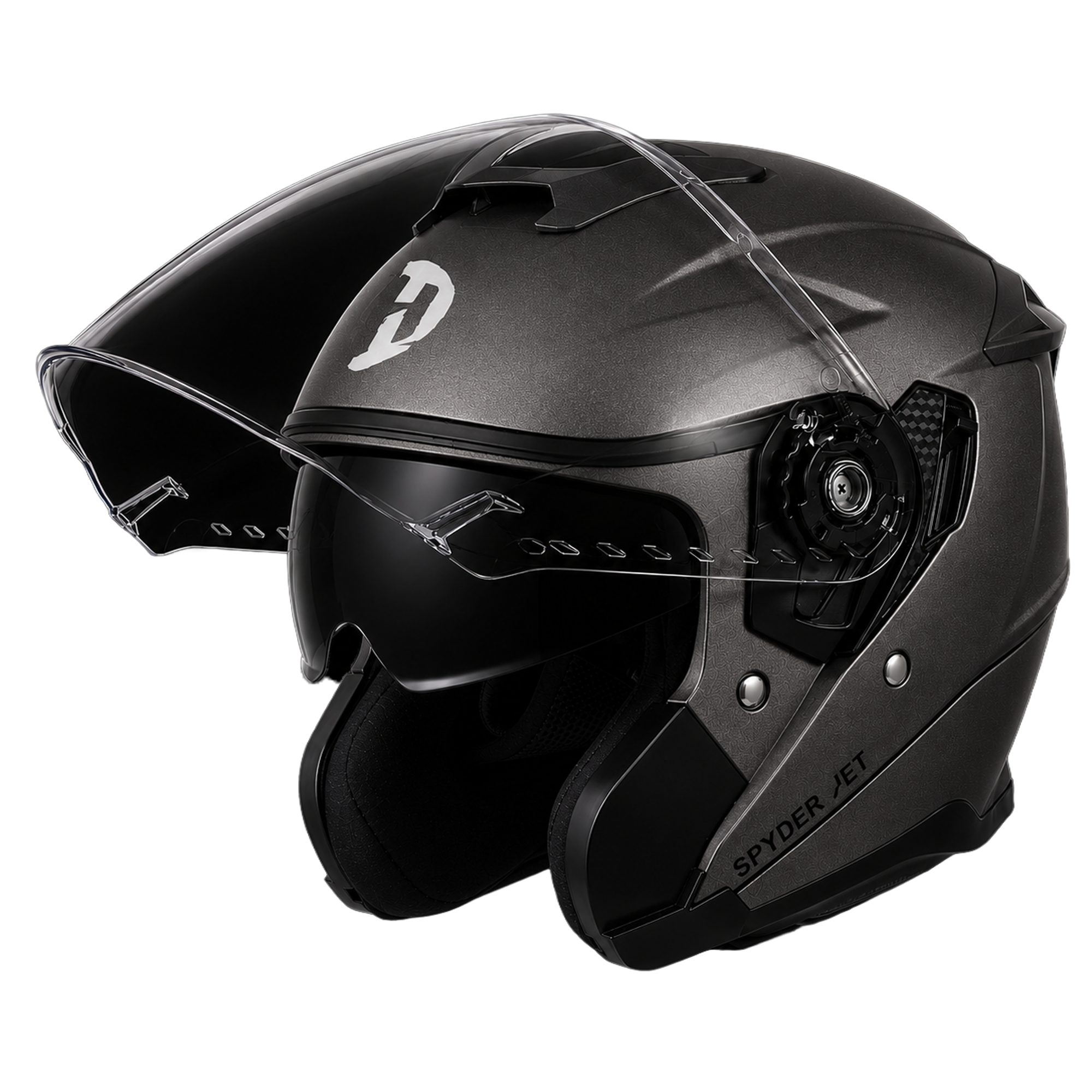 D.O.T. & ECE Daytona Spyder Jet- Gun Metal Grey Dull Metallic