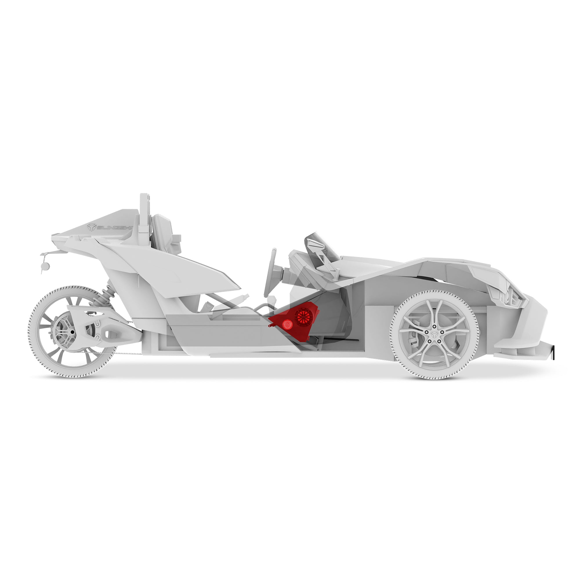 Polaris Slingshot Front Kick Empty Panel Pods With Digital LED Lights fits 2 x 6.5" Speakers and 2 x 3.8" Bullet Tweeters | 2015 - Current