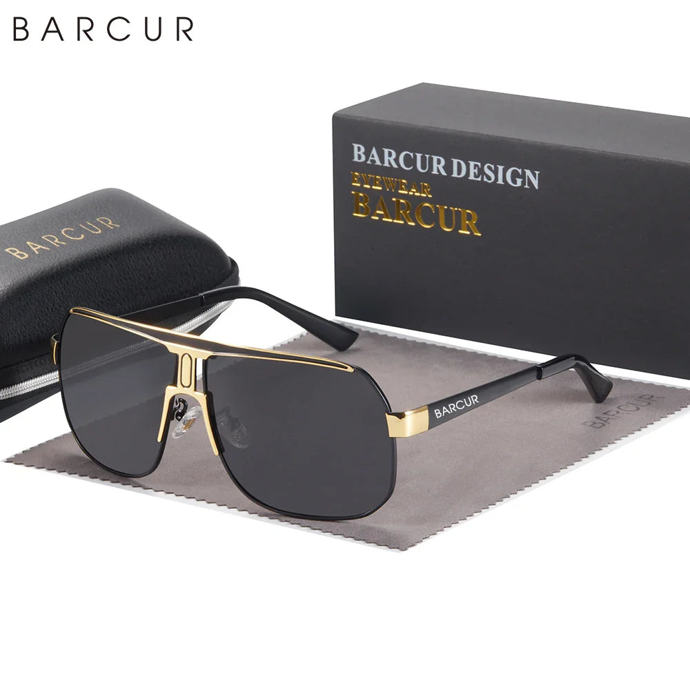 BARCUR Polarized Sunglasses for Men – Trendy UV400 Gradient Lens Oval Comfortable Frame Sports Driving Hiking Fishing Outdoor Fashion Eyewear with Durable Stainless Steel Frame – Casual Apparel Accessory Gift for Him