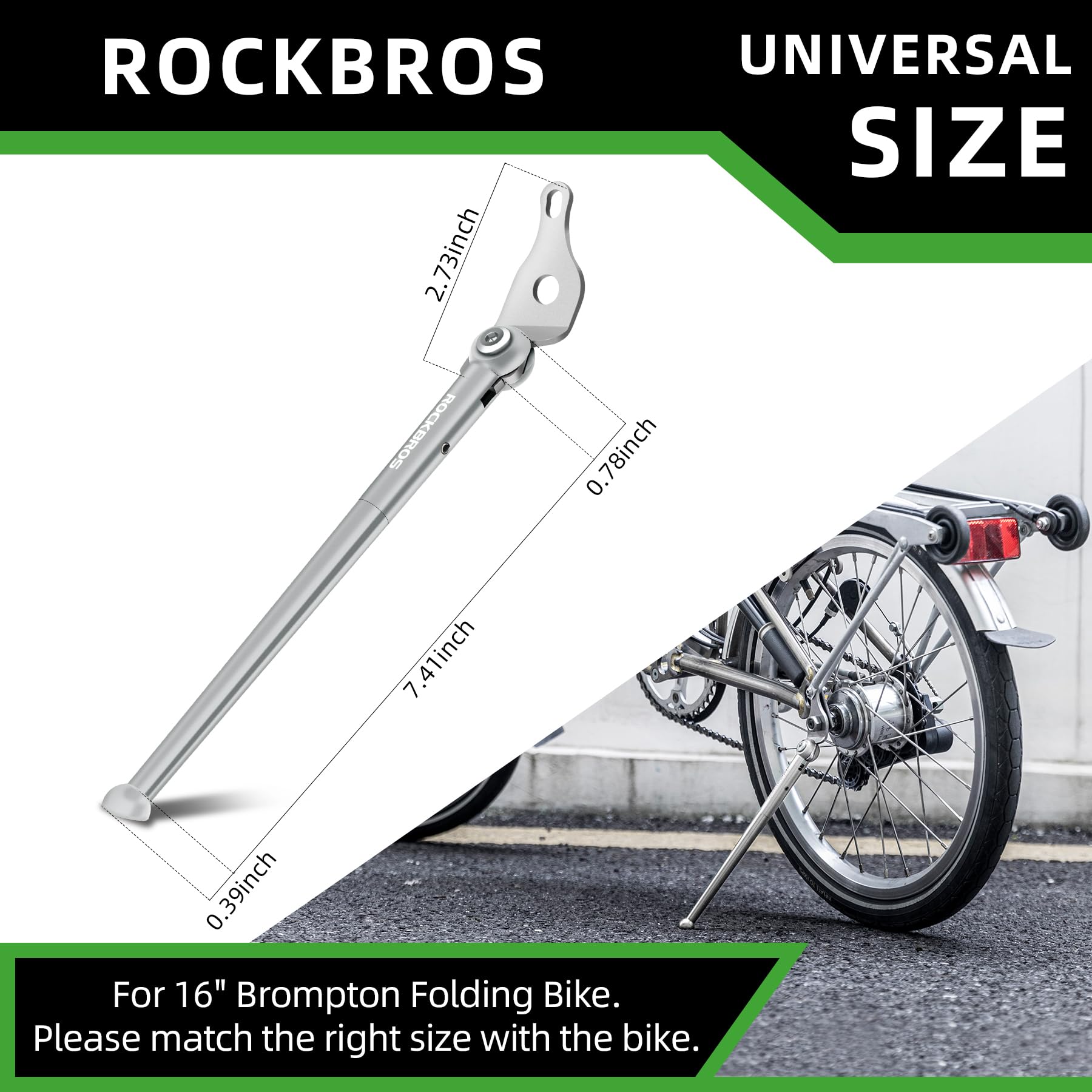 Adjustable Center Mount Kickstand for 16" Folding Bikes