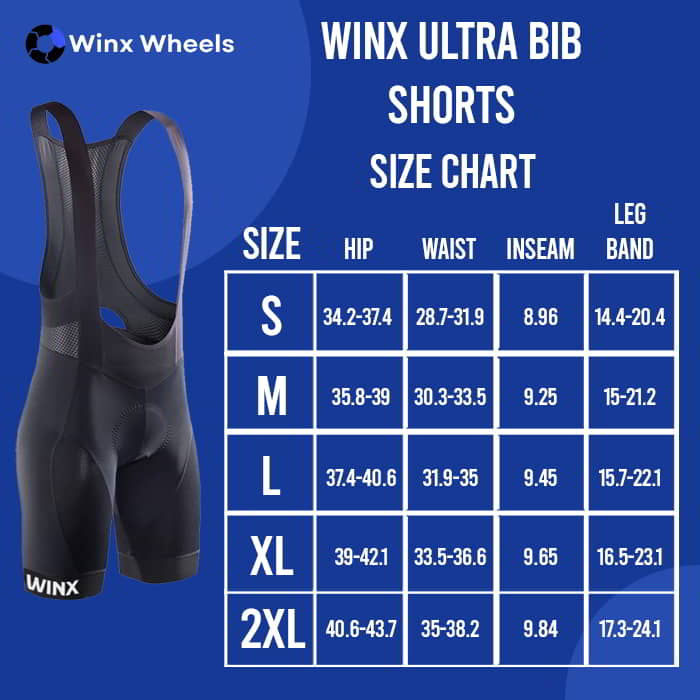 Winx Ultra Bib Shorts Size Chart