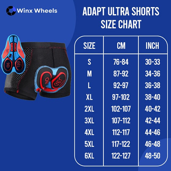 Winx Adapt Ultra Shorts Size Chart