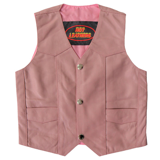 VSK1003 Kids Leather Pink Toddler Vest