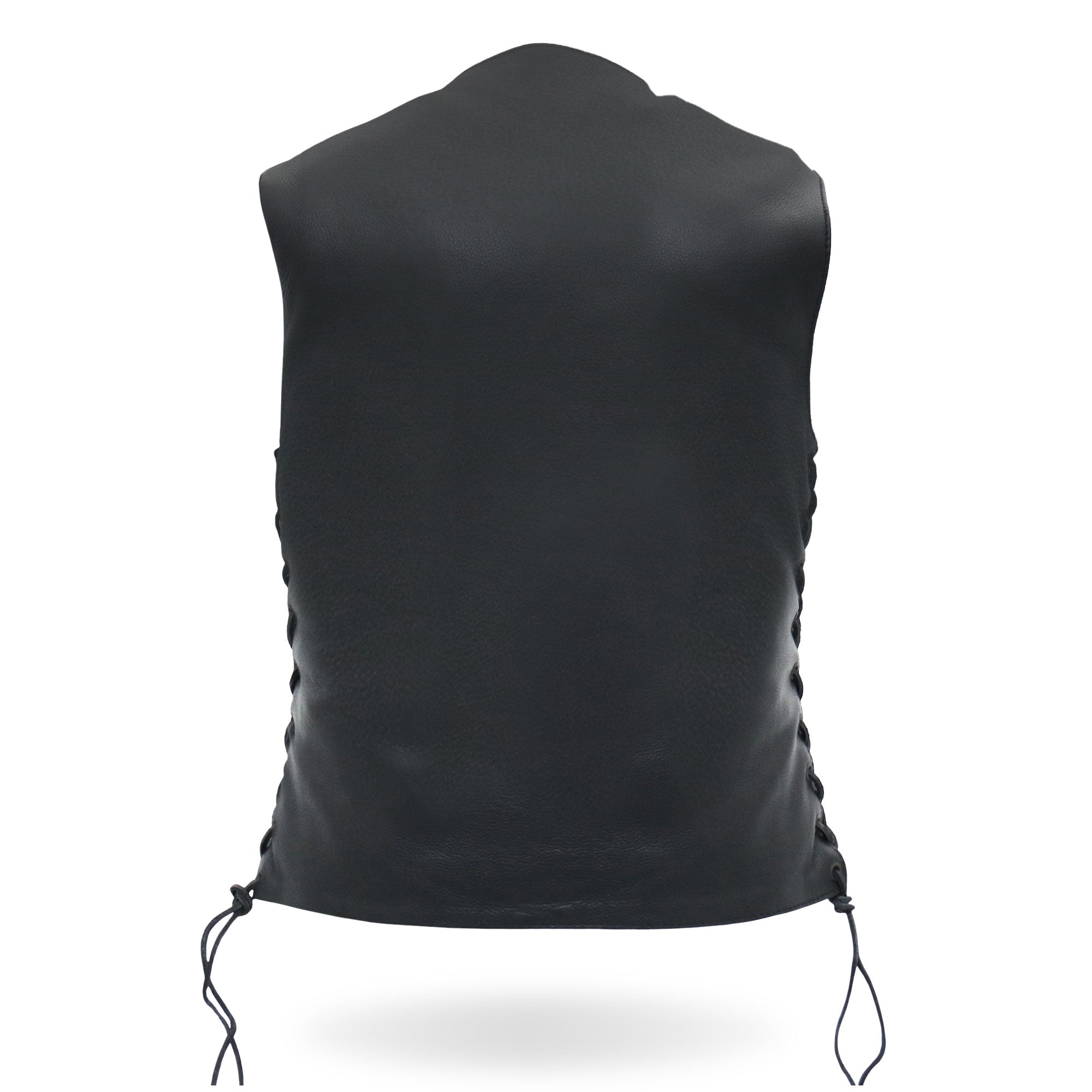 VSL1008 Ladies Black Motorcycle 'Ten Pocket' Leather Biker Vest