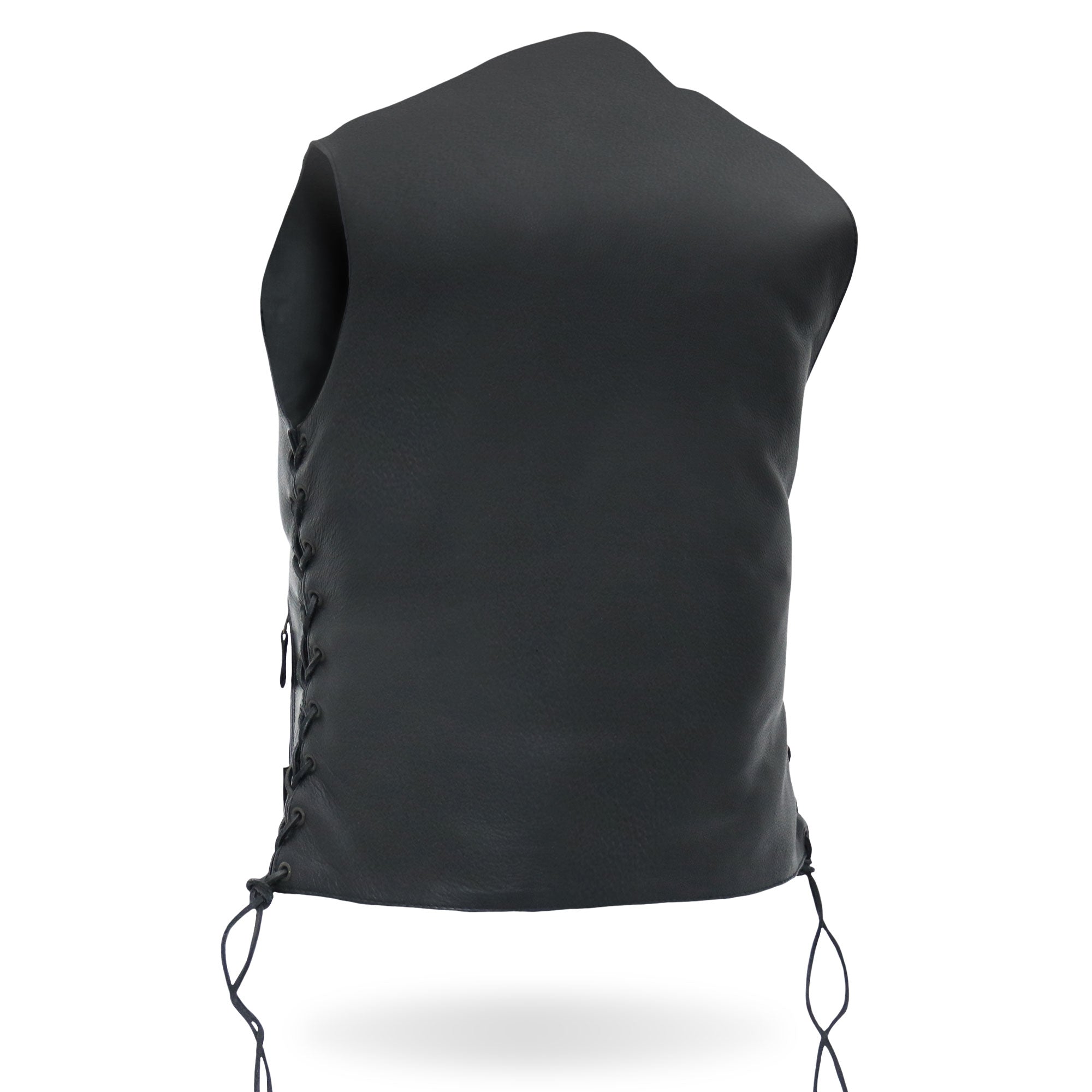 VSL1008 Ladies Black Motorcycle 'Ten Pocket' Leather Biker Vest