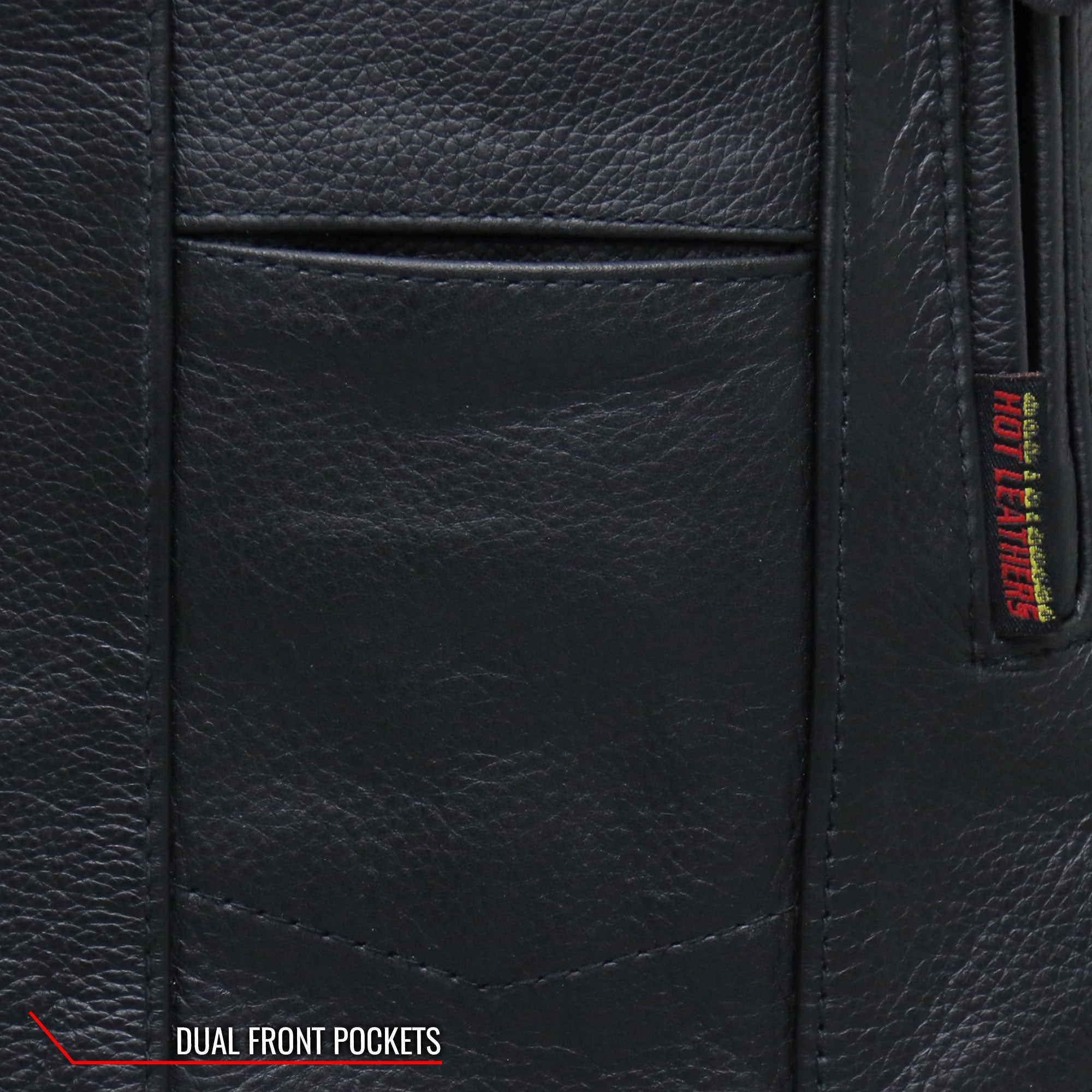 VSL1008 Ladies Black Motorcycle 'Ten Pocket' Leather Biker Vest