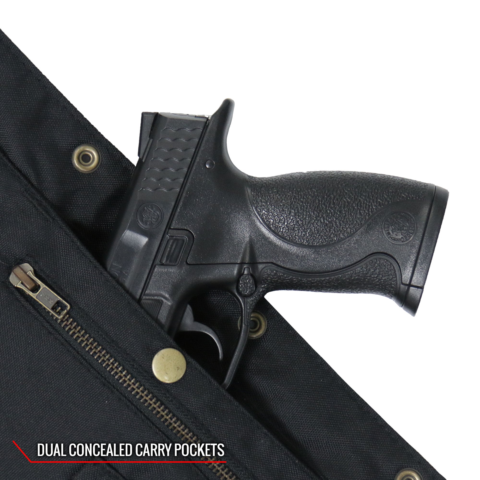 VSL1008 Ladies Black Motorcycle 'Ten Pocket' Leather Biker Vest