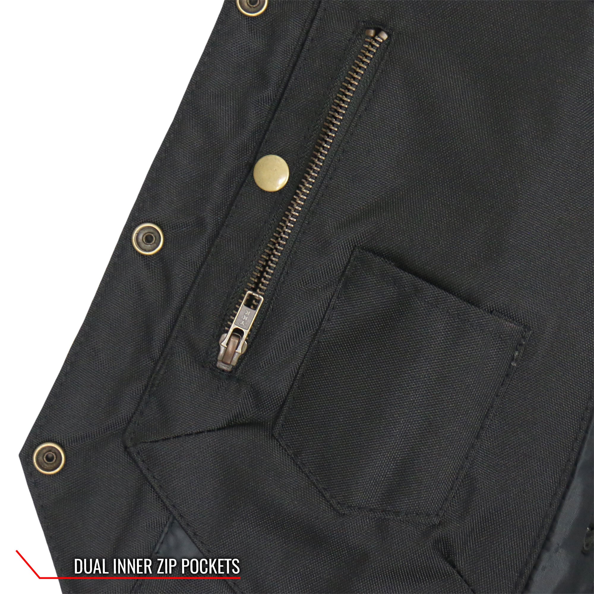 VSL1008 Ladies Black Motorcycle 'Ten Pocket' Leather Biker Vest