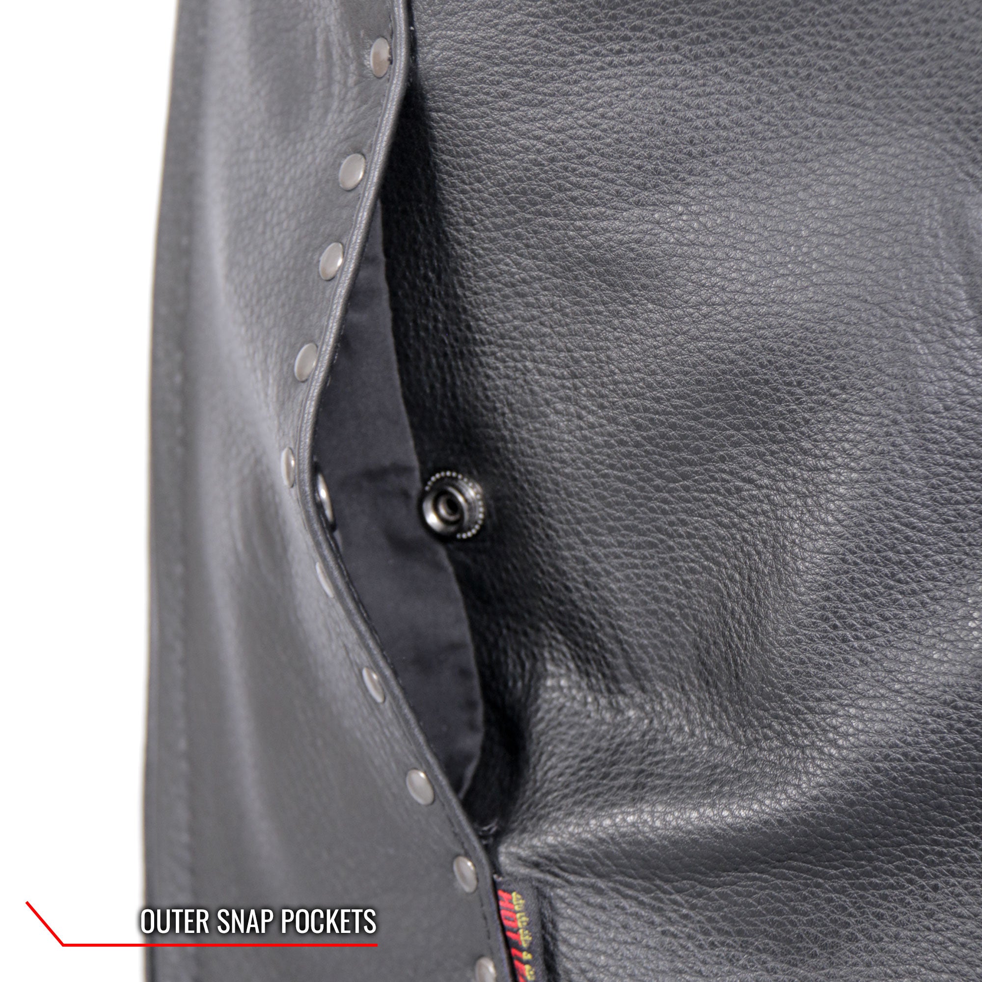 VSL1015 Ladies Studded Black Motorcycle style Leather Biker Vest with V-Neck Design