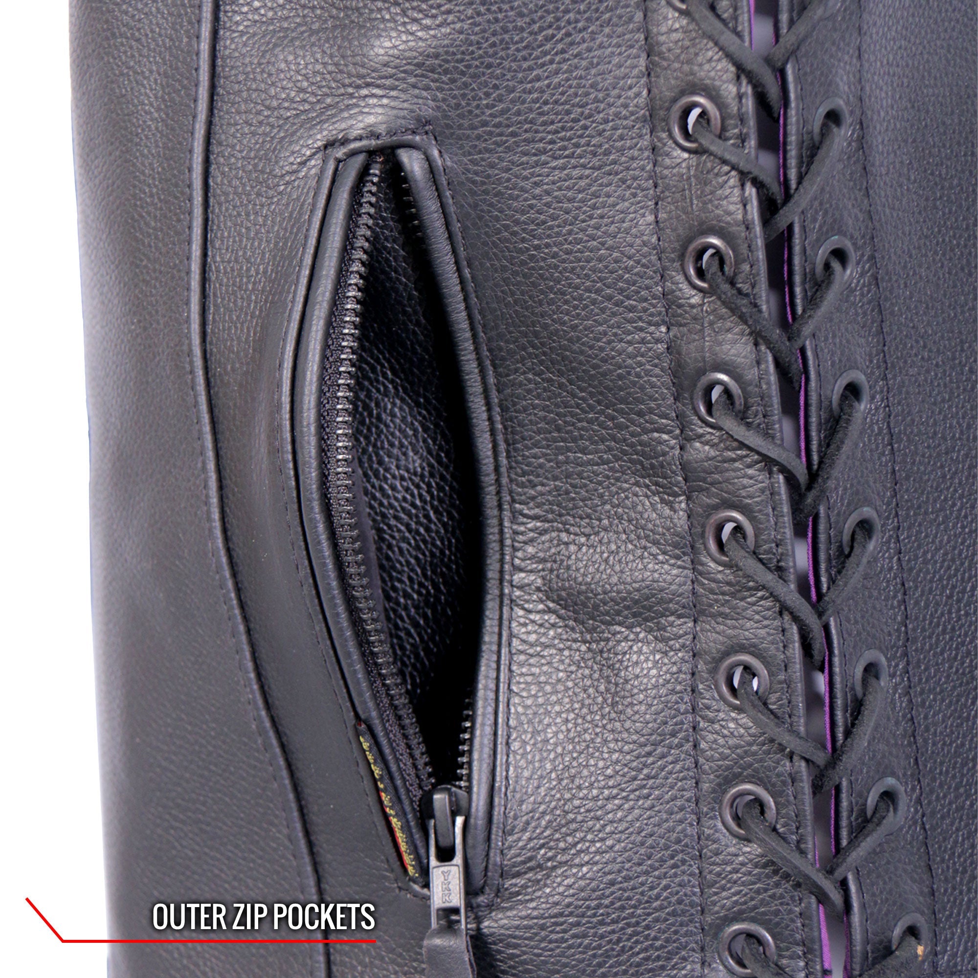 VSL2001 Ladies Black motorcycle style 'Fleur De Lis Cross' Leather Biker Vest