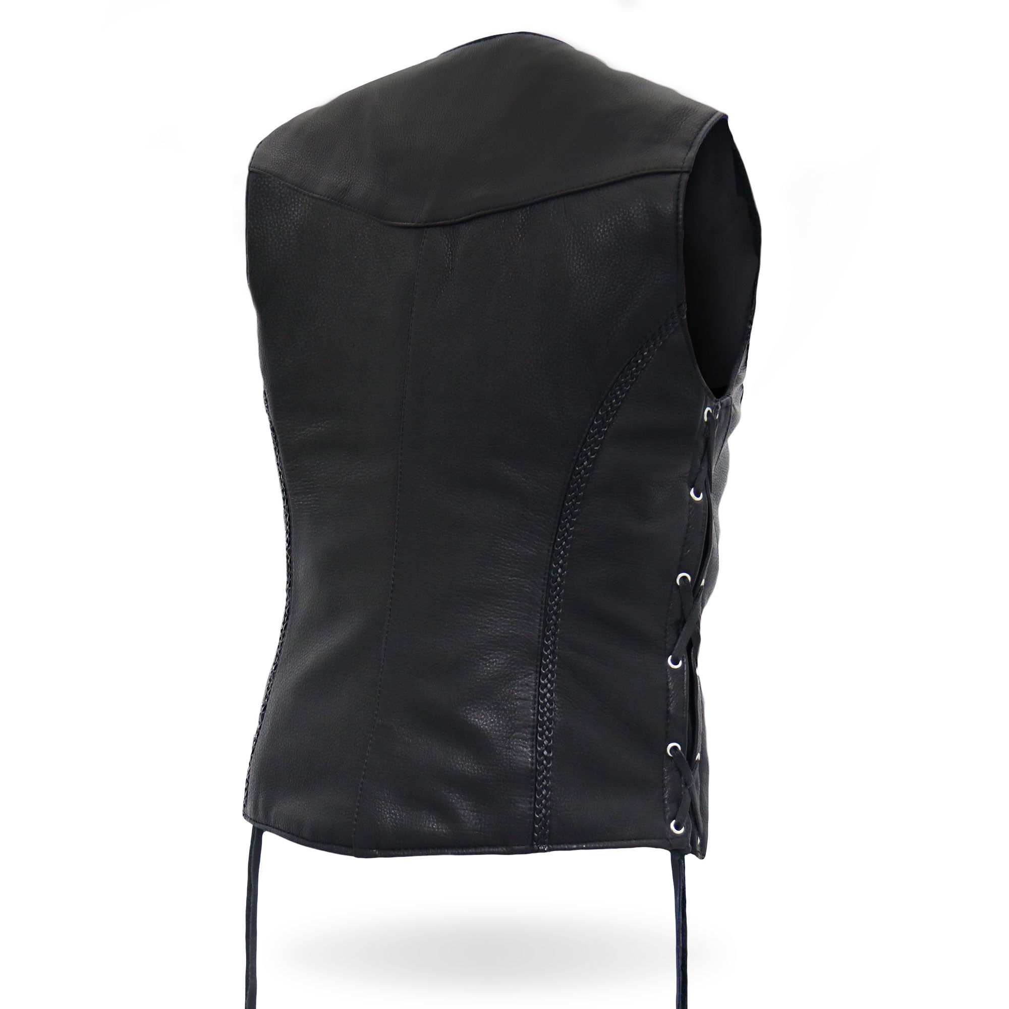 VSL5001 USA Made Ladies Braided Leather Motorcycle Biker Vest