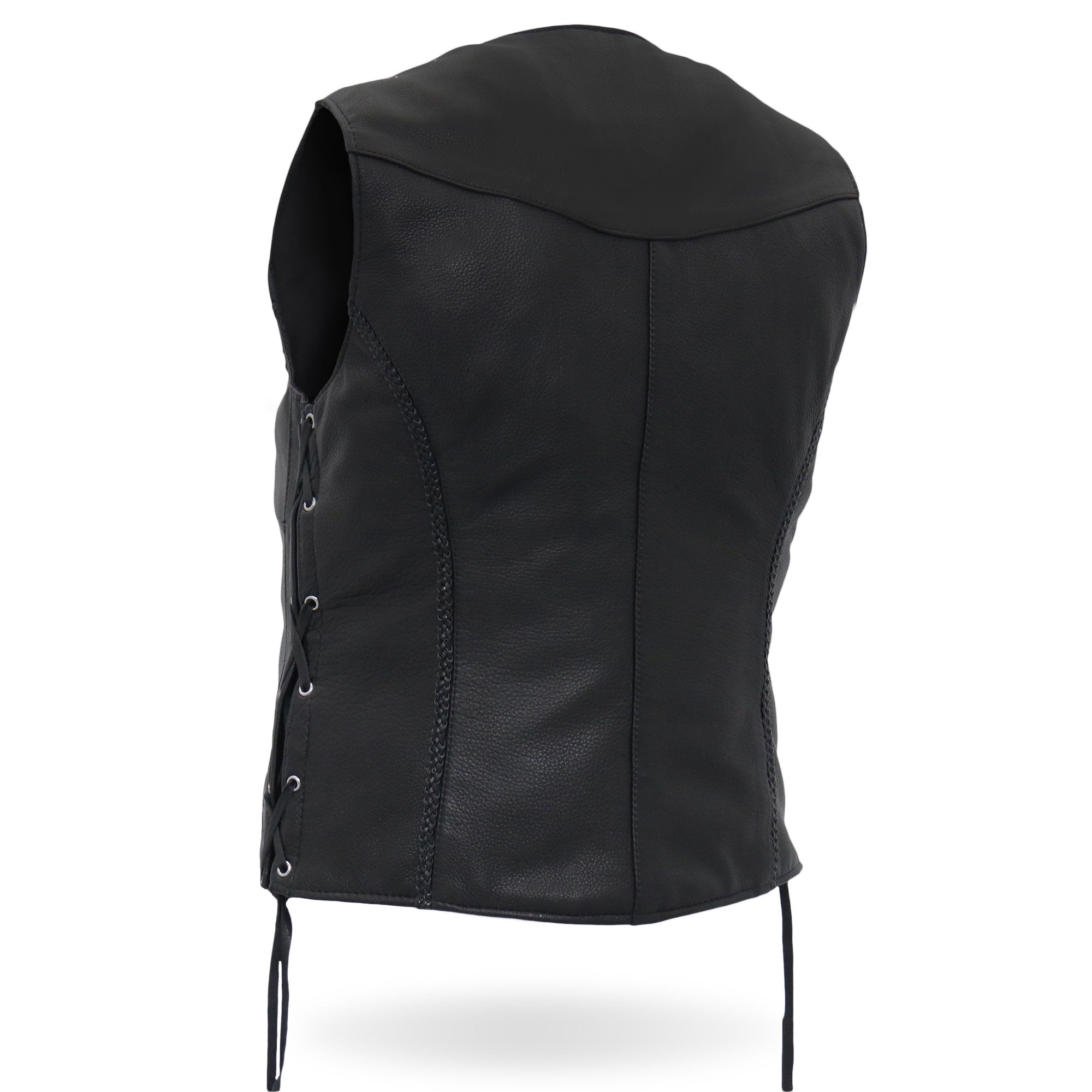 VSL5001 USA Made Ladies Braided Leather Motorcycle Biker Vest