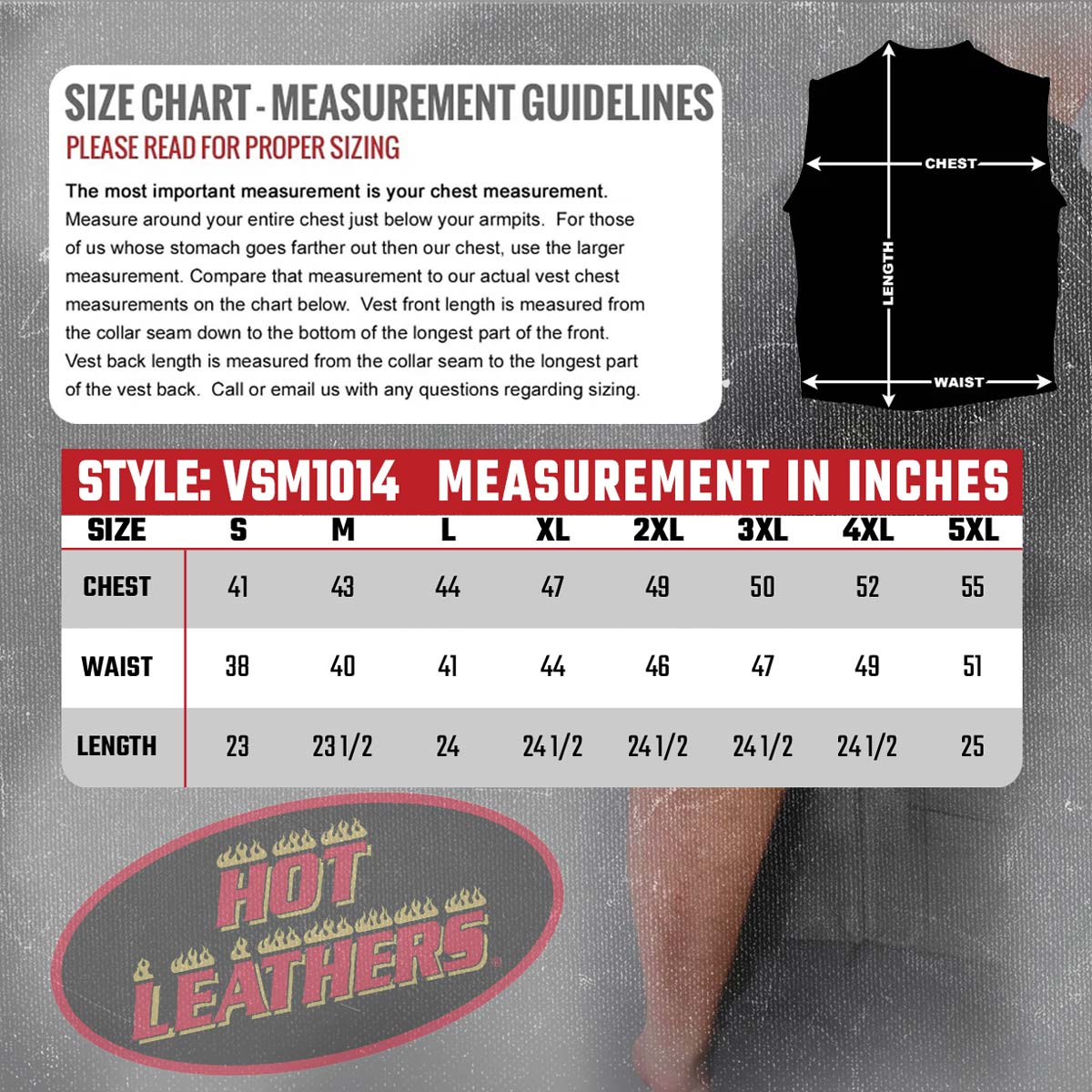 VSM1014 Men's Motorcycle Black Heavyweight Leather Biker Vest with Inside Pocket