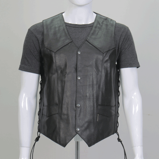 VSM1022 Men's Motorcycle Black 'Conceal and Carry' Leather Biker Vest