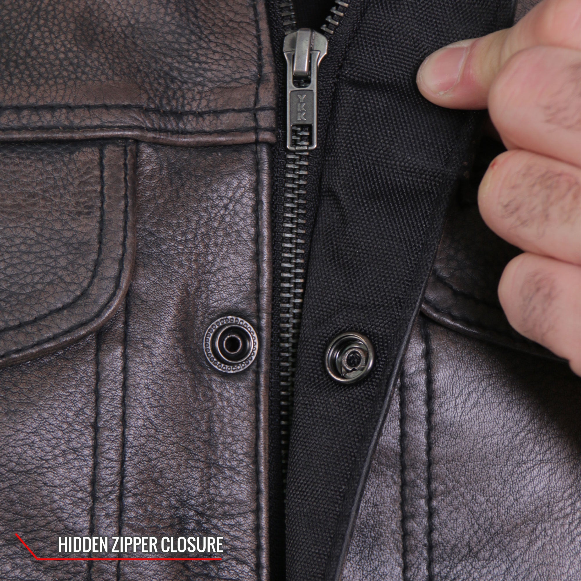 VSM1035 Men's Distressed Brown Motorcycle 'Conceal and Carry' Club Leather Biker Vest