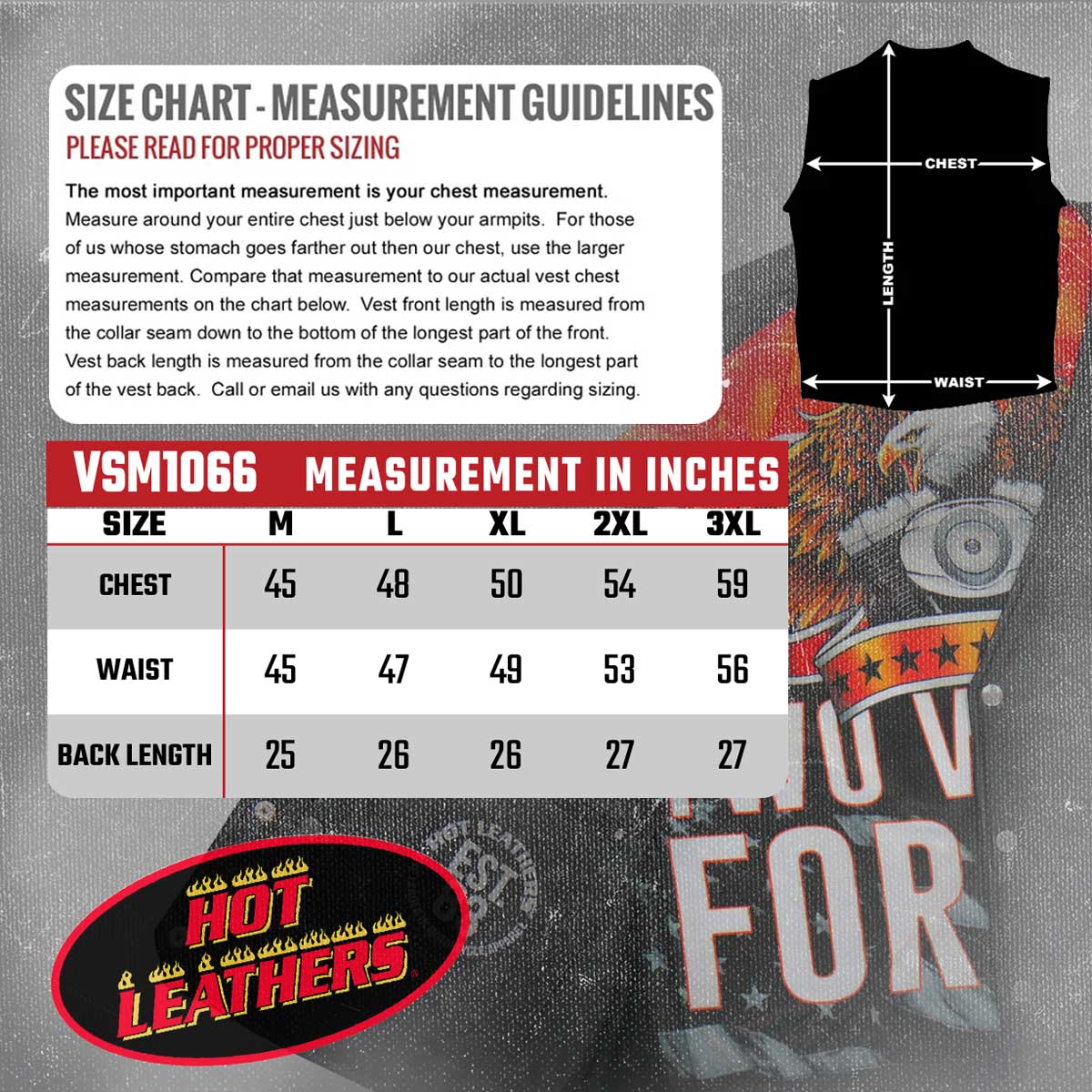 VSM1066 Men's Black 'V-Twin Eagle' Motorcycle style Conceal and Carry Side Lace Leather Biker Vest