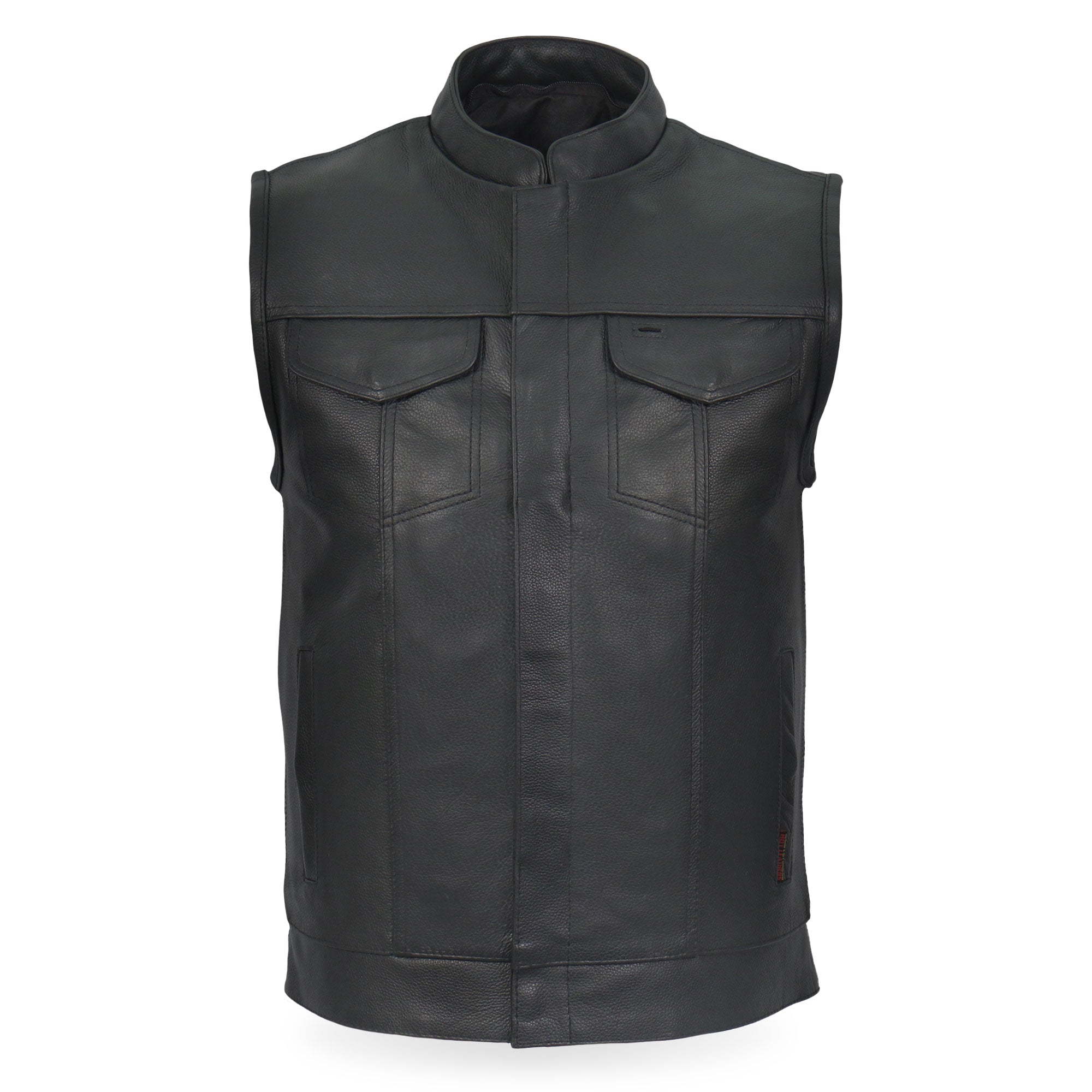 Leather Motorcycle Biker Club Vest with Hood