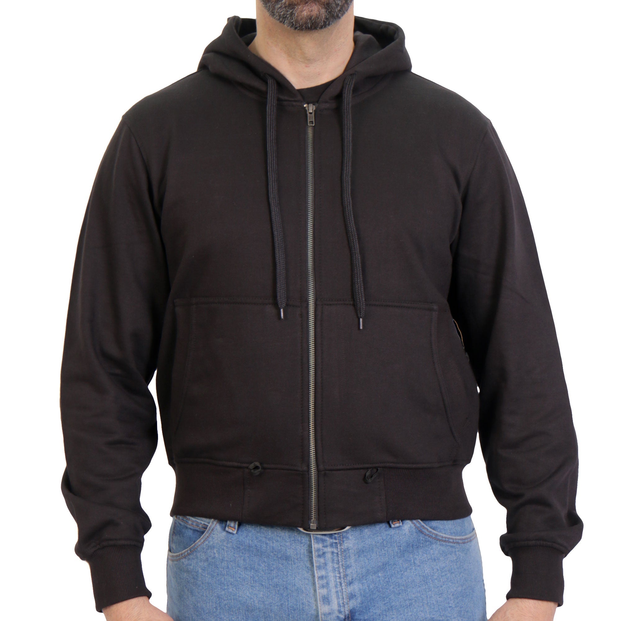 Men's Black '2-in-1' Conceal and Carry Leather Vest with Hoodie VSM1202