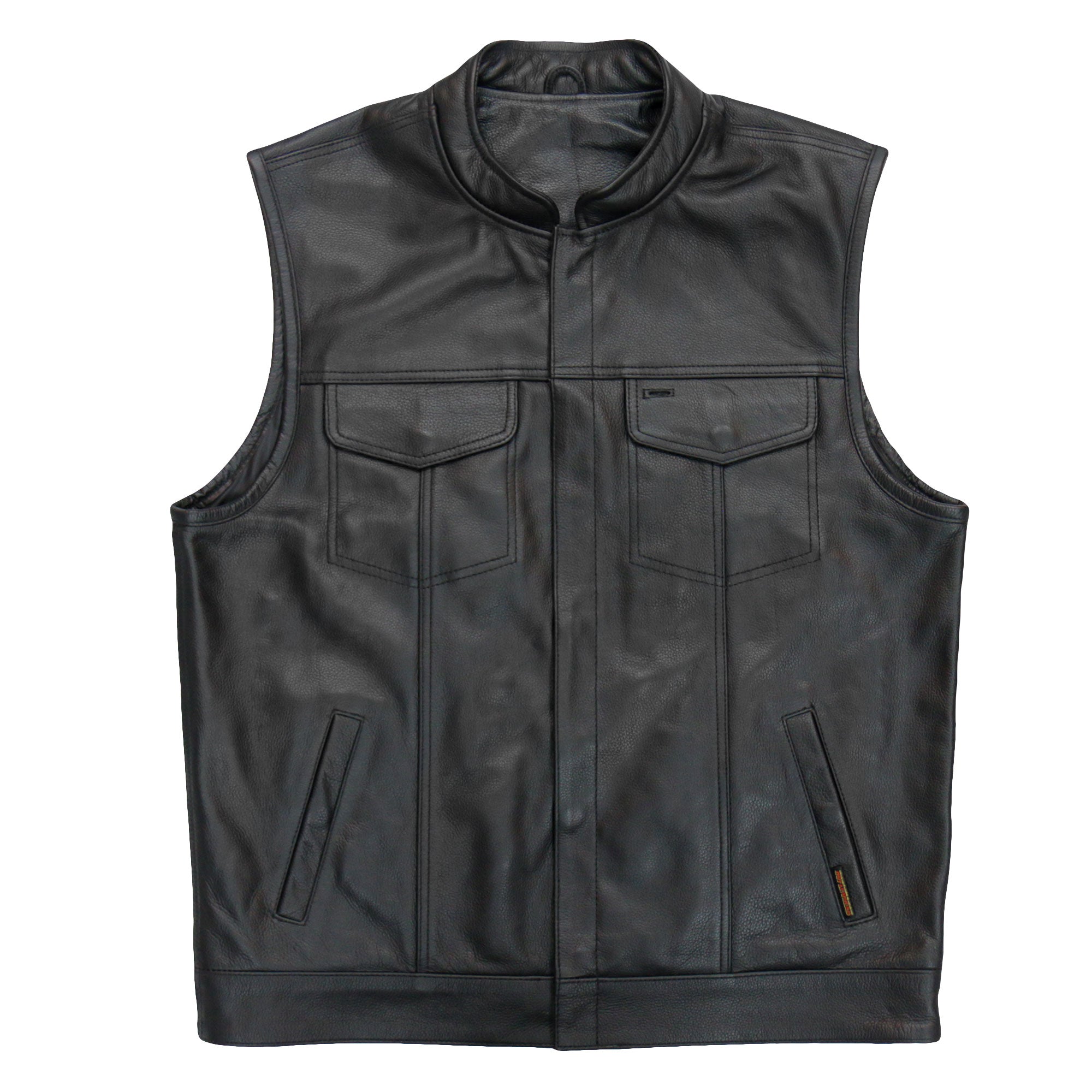 VSM2002 Men's Black 'Back Off Finger' Conceal and Carry Leather Vest