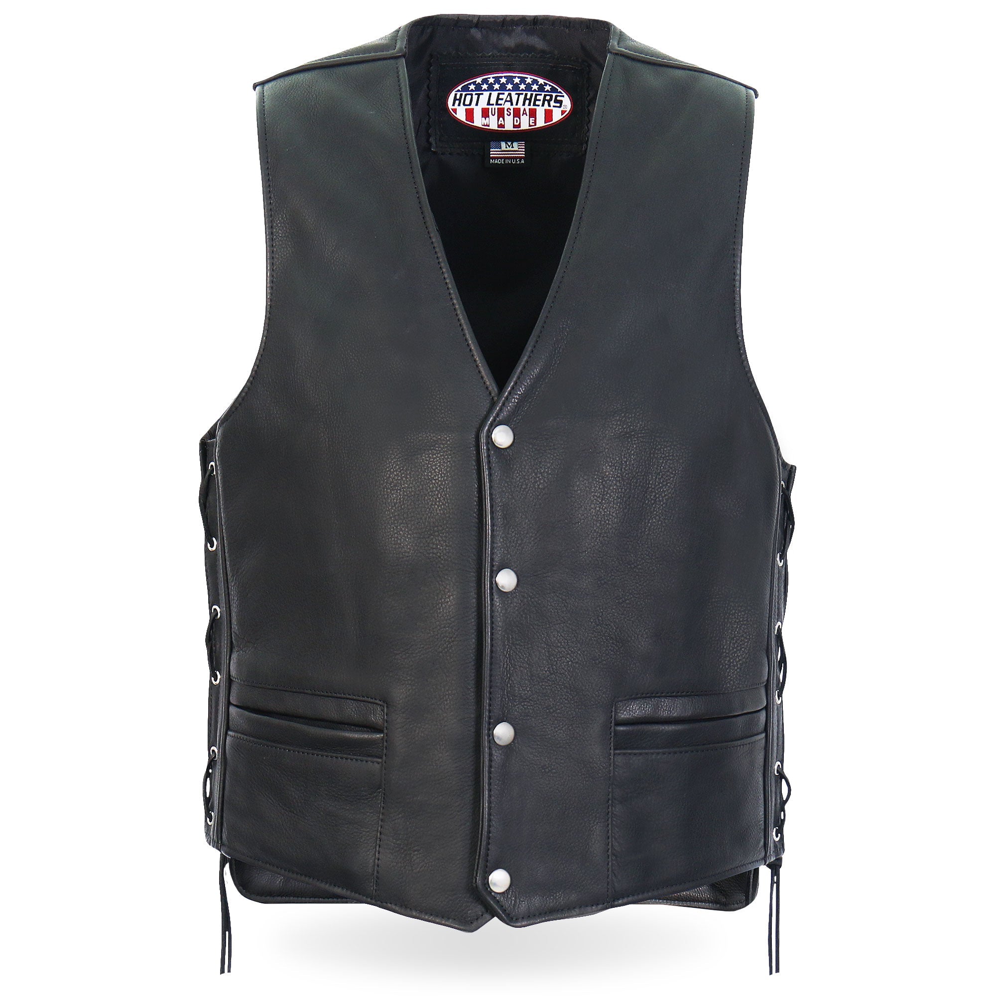 VSM5003 Men's USA Made Extra Long Back Premium Steerhide motorcycle biker Leather Vest
