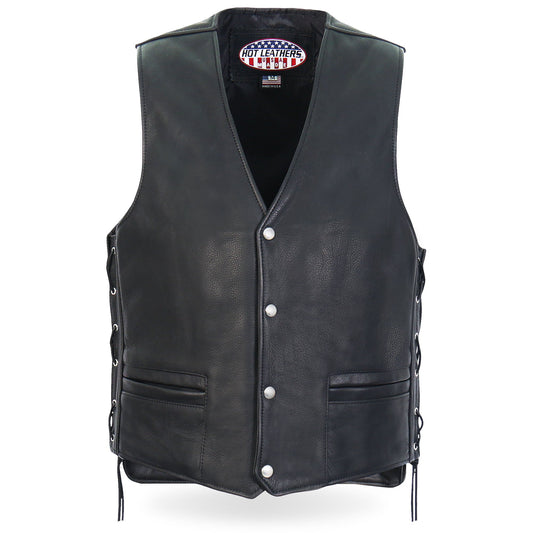 VSM5003 Men's USA Made Extra Long Back Premium Steerhide motorcycle biker Leather Vest