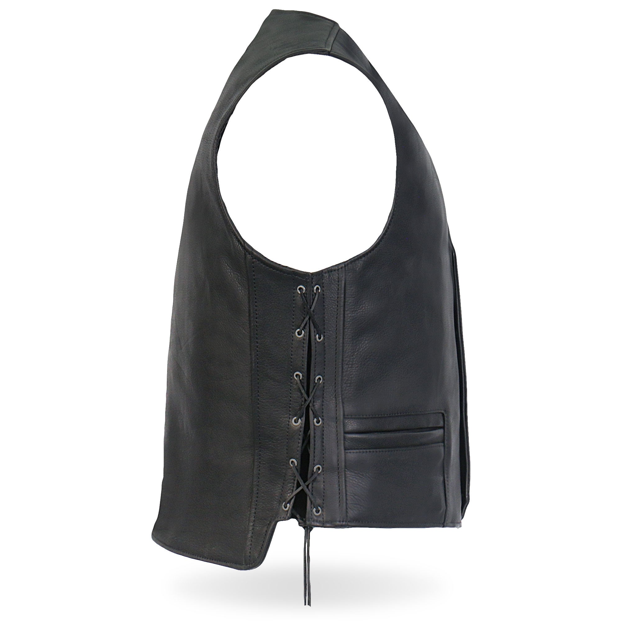 VSM5003 Men's USA Made Extra Long Back Premium Steerhide motorcycle biker Leather Vest