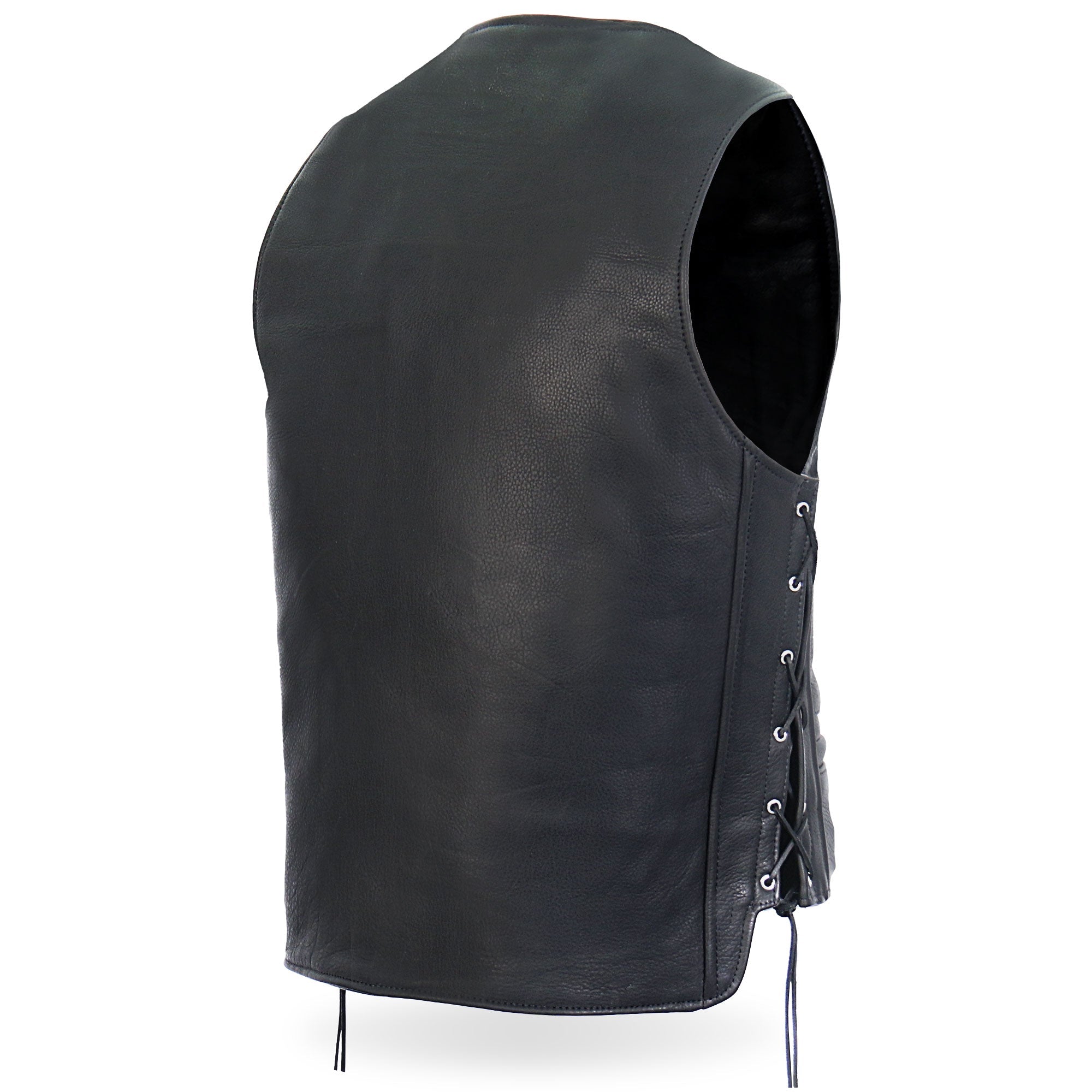 VSM5003 Men's USA Made Extra Long Back Premium Steerhide motorcycle biker Leather Vest