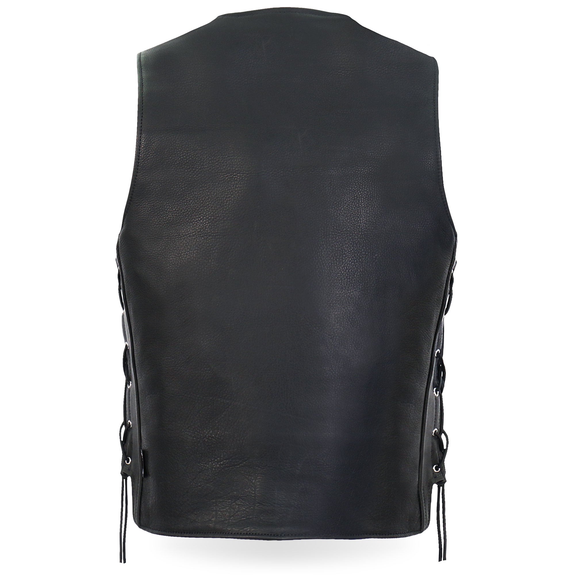 VSM5003 Men's USA Made Extra Long Back Premium Steerhide motorcycle biker Leather Vest