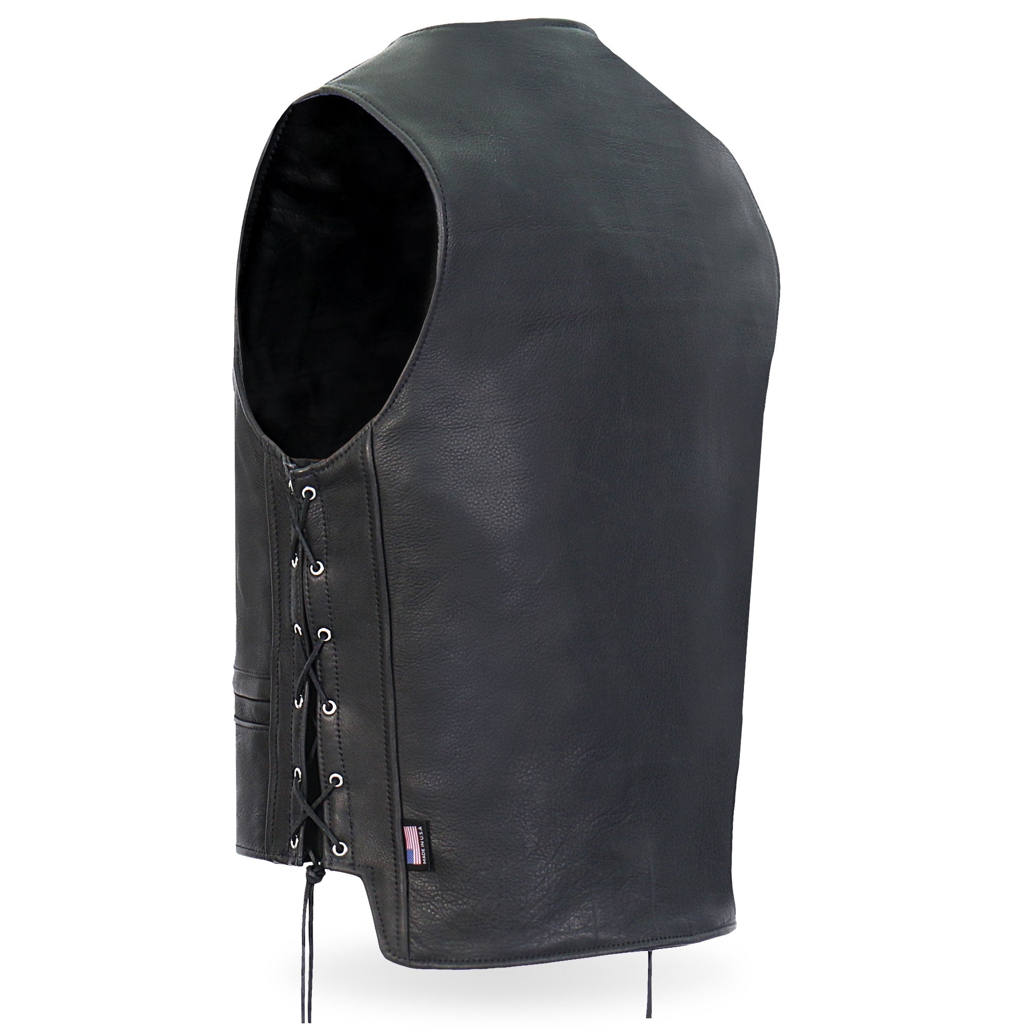 VSM5003 Men's USA Made Extra Long Back Premium Steerhide motorcycle biker Leather Vest