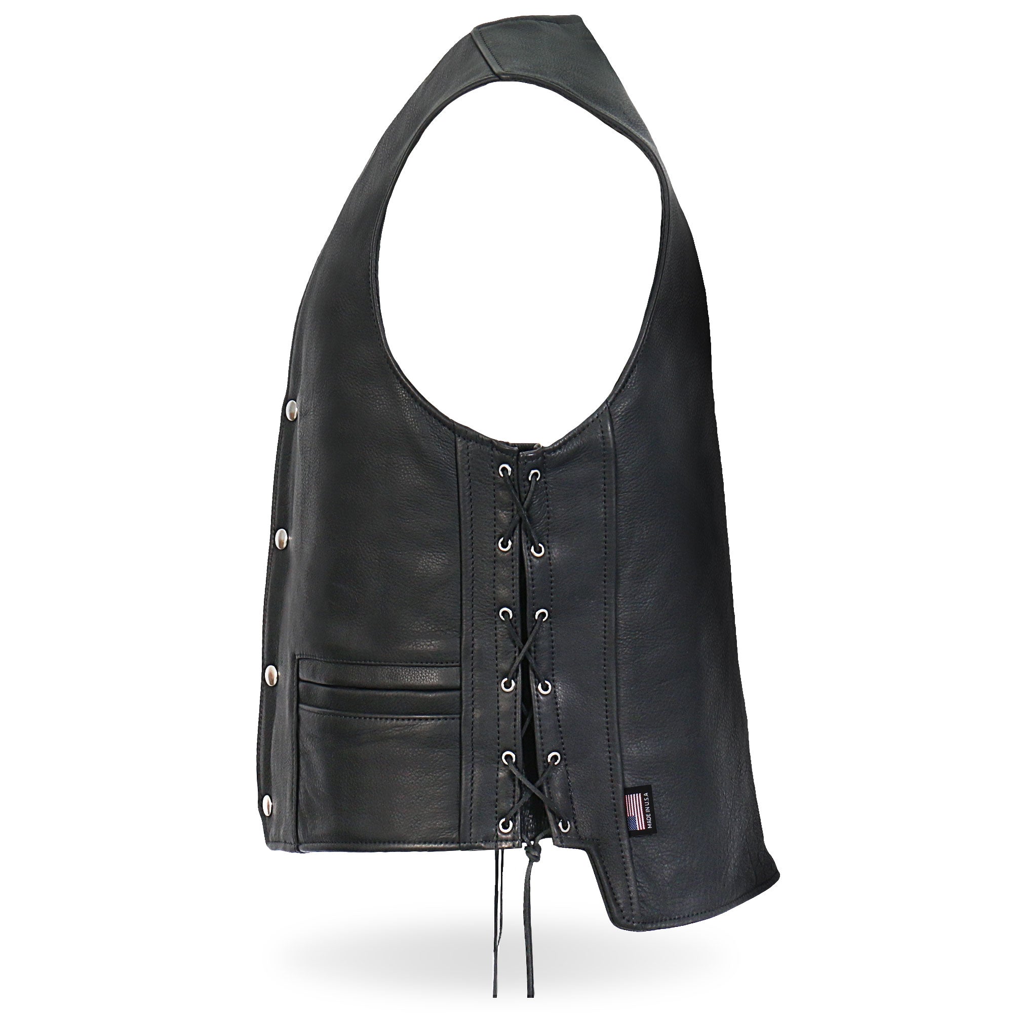 VSM5003 Men's USA Made Extra Long Back Premium Steerhide motorcycle biker Leather Vest