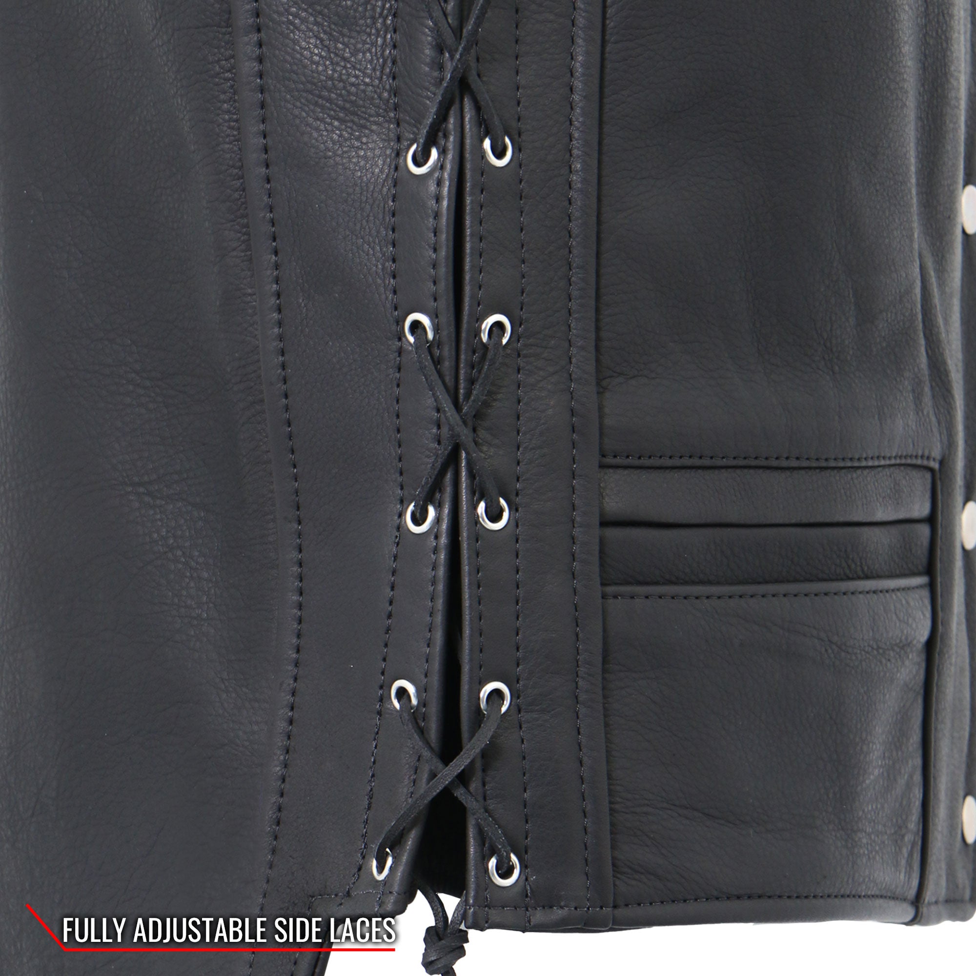 VSM5003 Men's USA Made Extra Long Back Premium Steerhide motorcycle biker Leather Vest