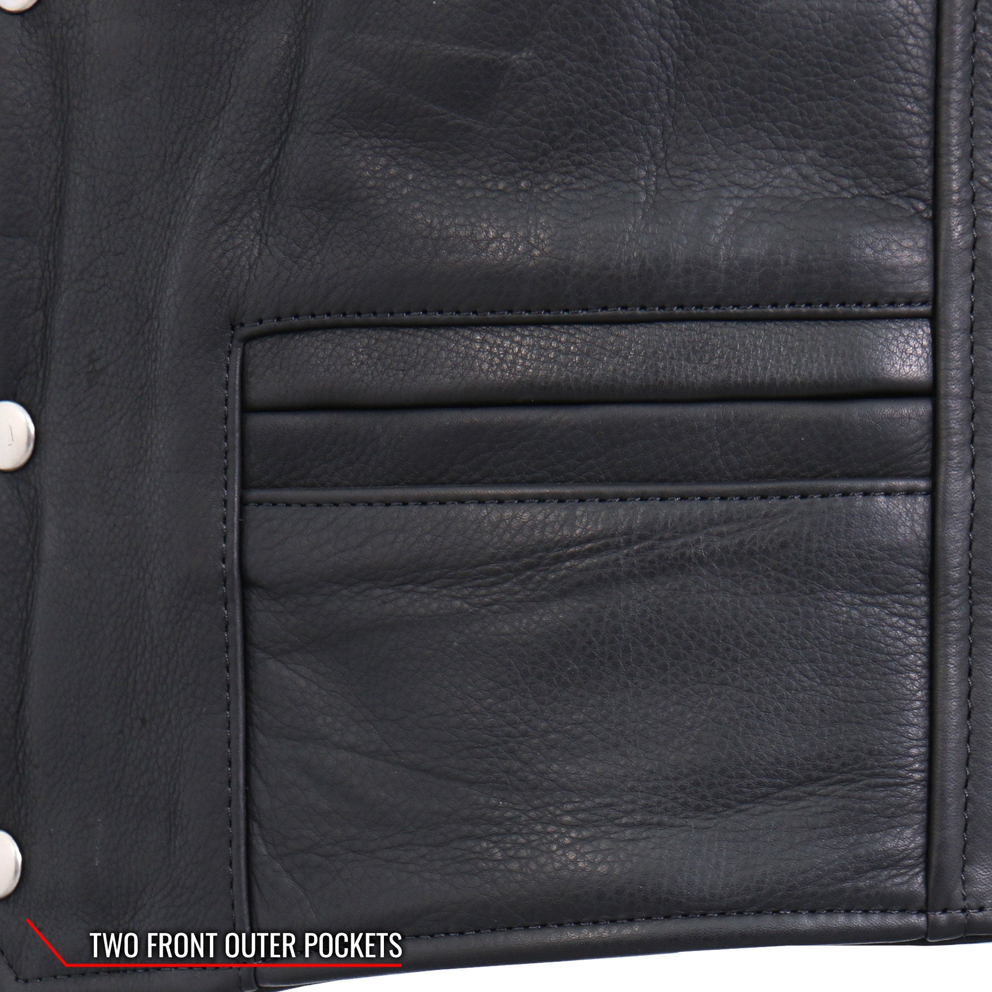 VSM5003 Men's USA Made Extra Long Back Premium Steerhide motorcycle biker Leather Vest