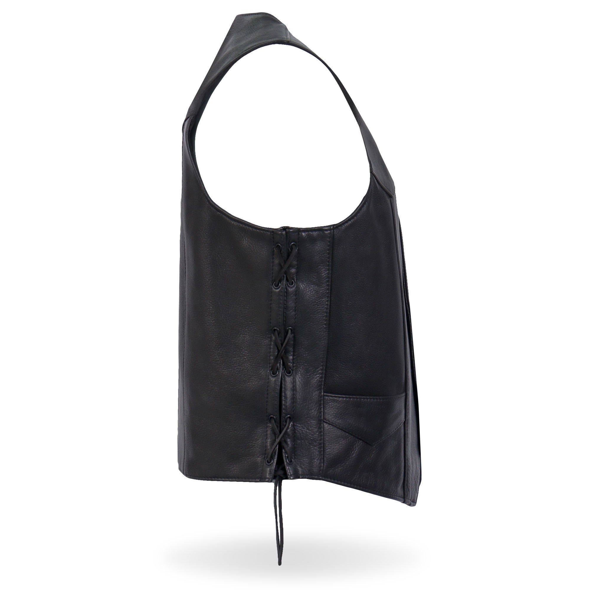 VSM5008 Men's USA Made Side Lace Premium Leather Motorcycle Biker Vest