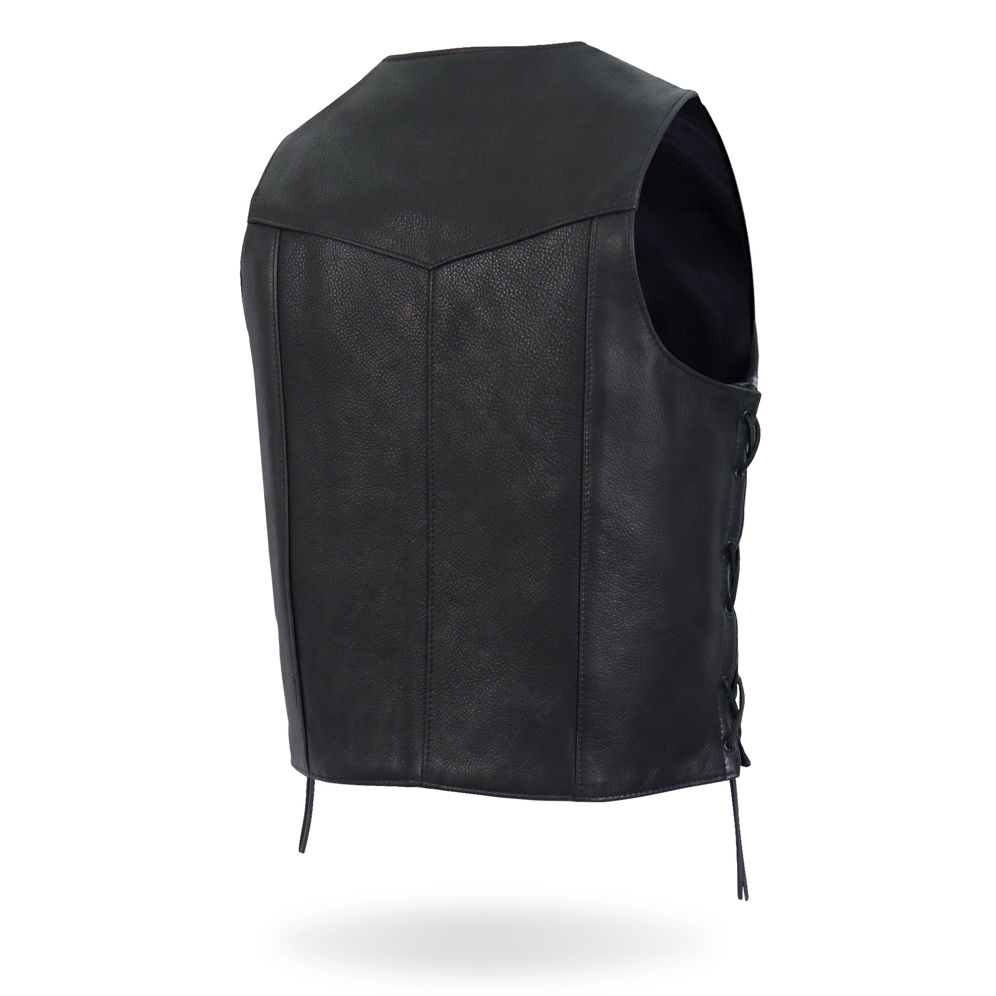 VSM5008 Men's USA Made Side Lace Premium Leather Motorcycle Biker Vest