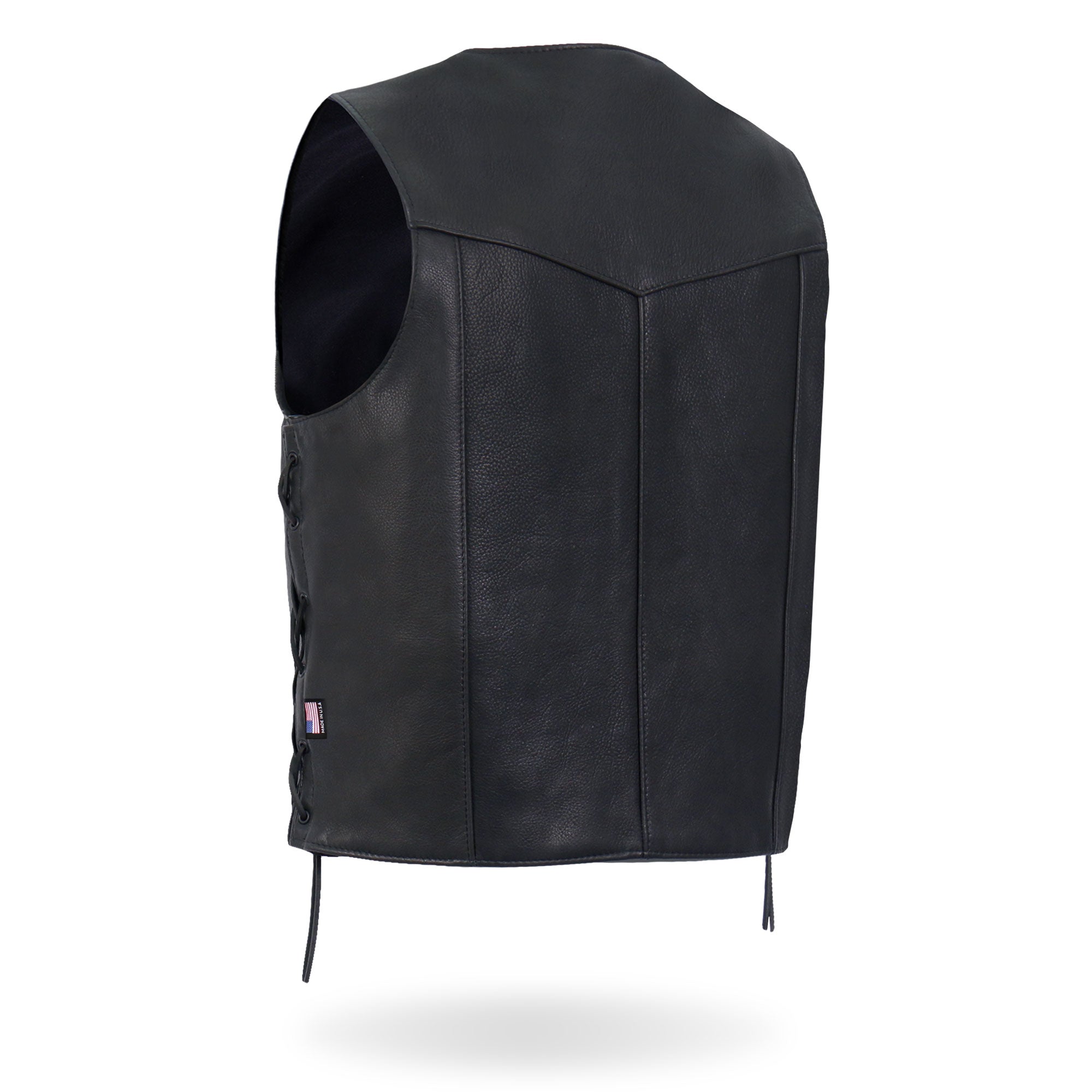 VSM5008 Men's USA Made Side Lace Premium Leather Motorcycle Biker Vest