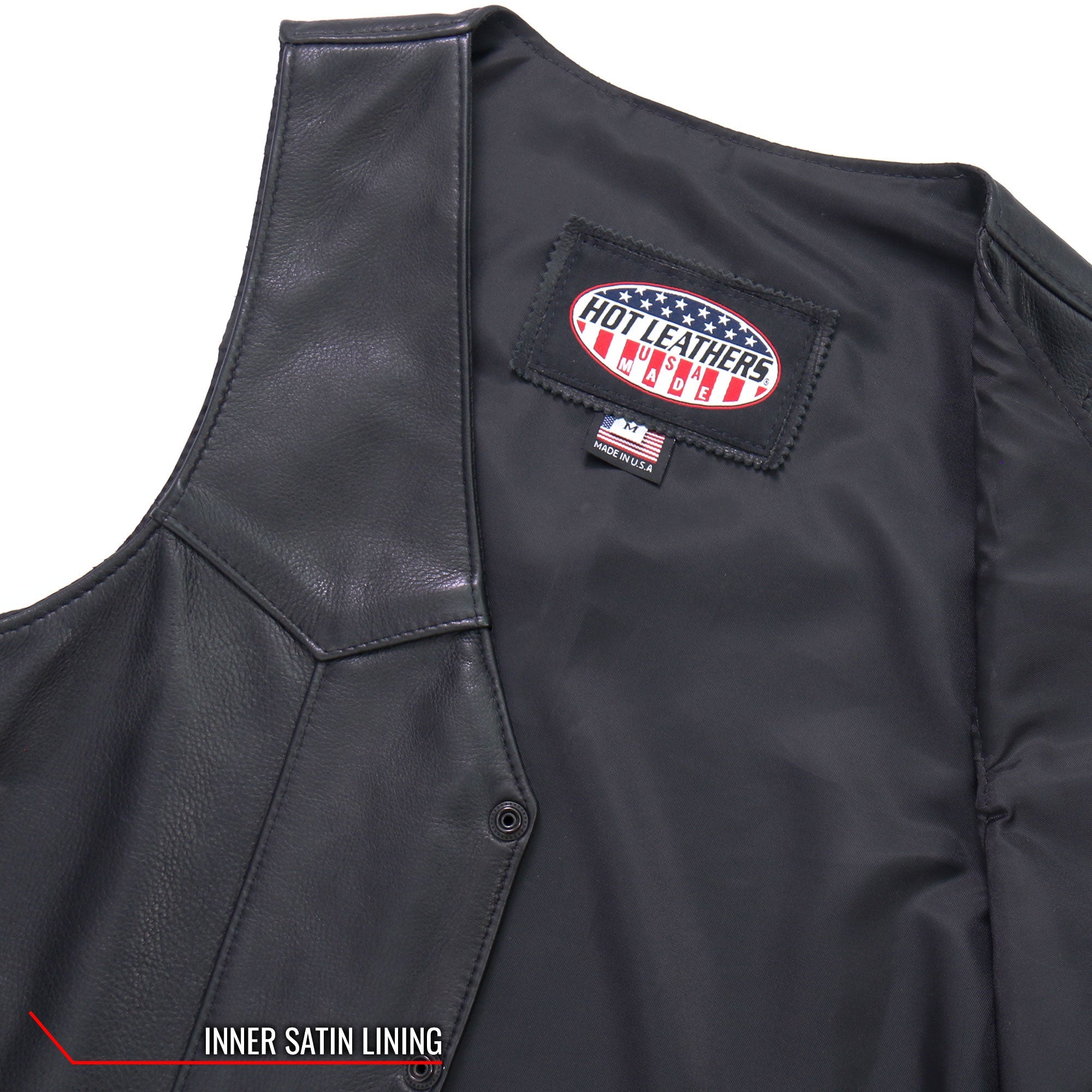 VSM5008 Men's USA Made Side Lace Premium Leather Motorcycle Biker Vest