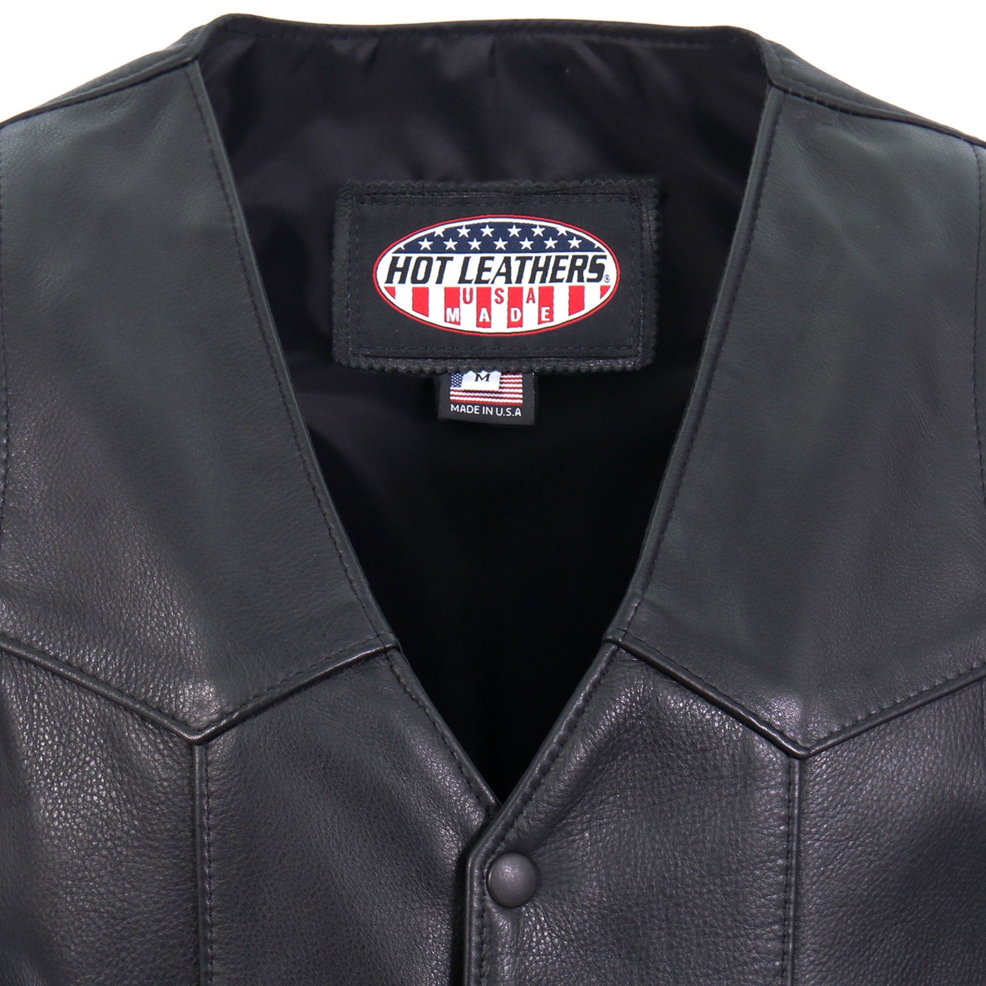 VSM5008 Men's USA Made Side Lace Premium Leather Motorcycle Biker Vest