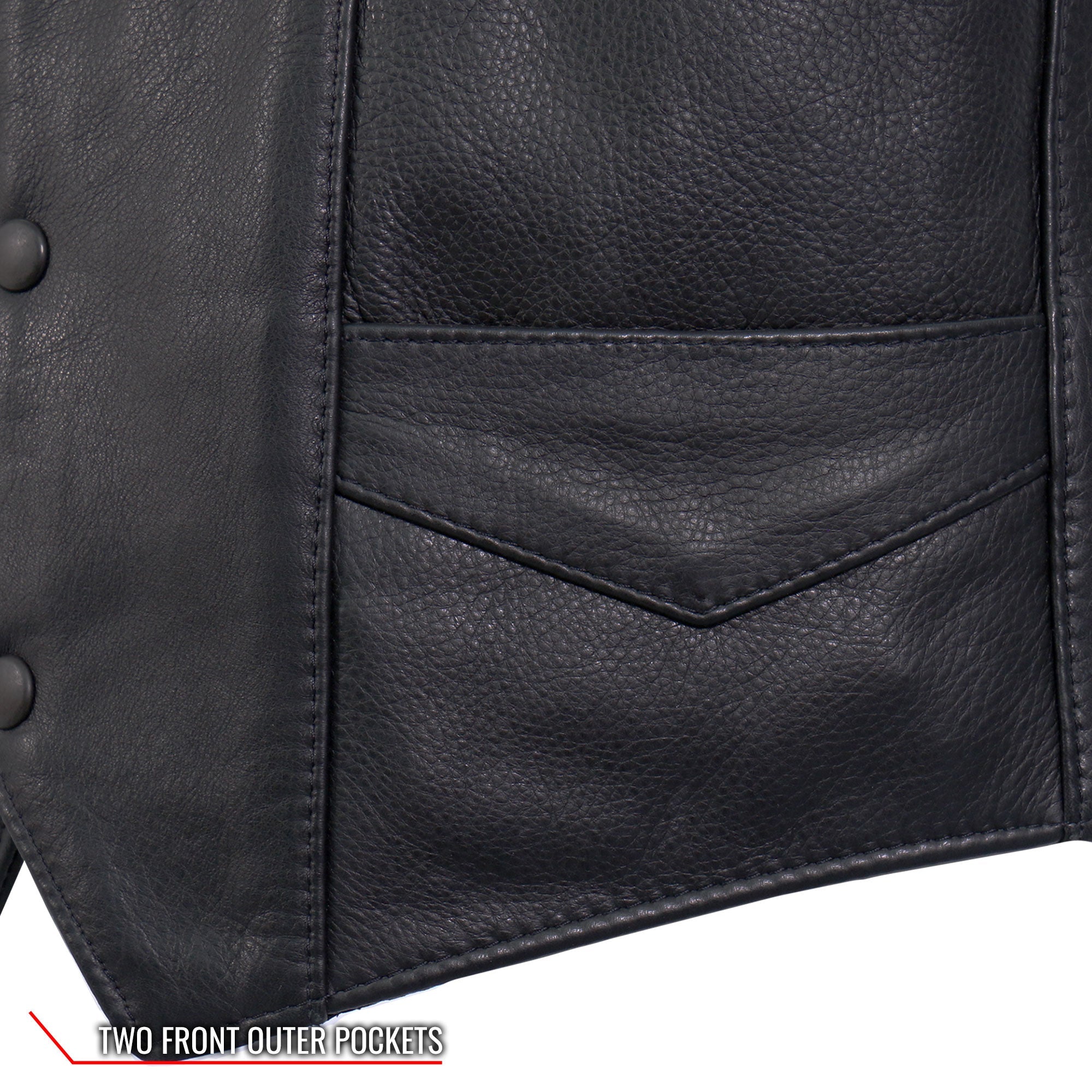 VSM5008 Men's USA Made Side Lace Premium Leather Motorcycle Biker Vest