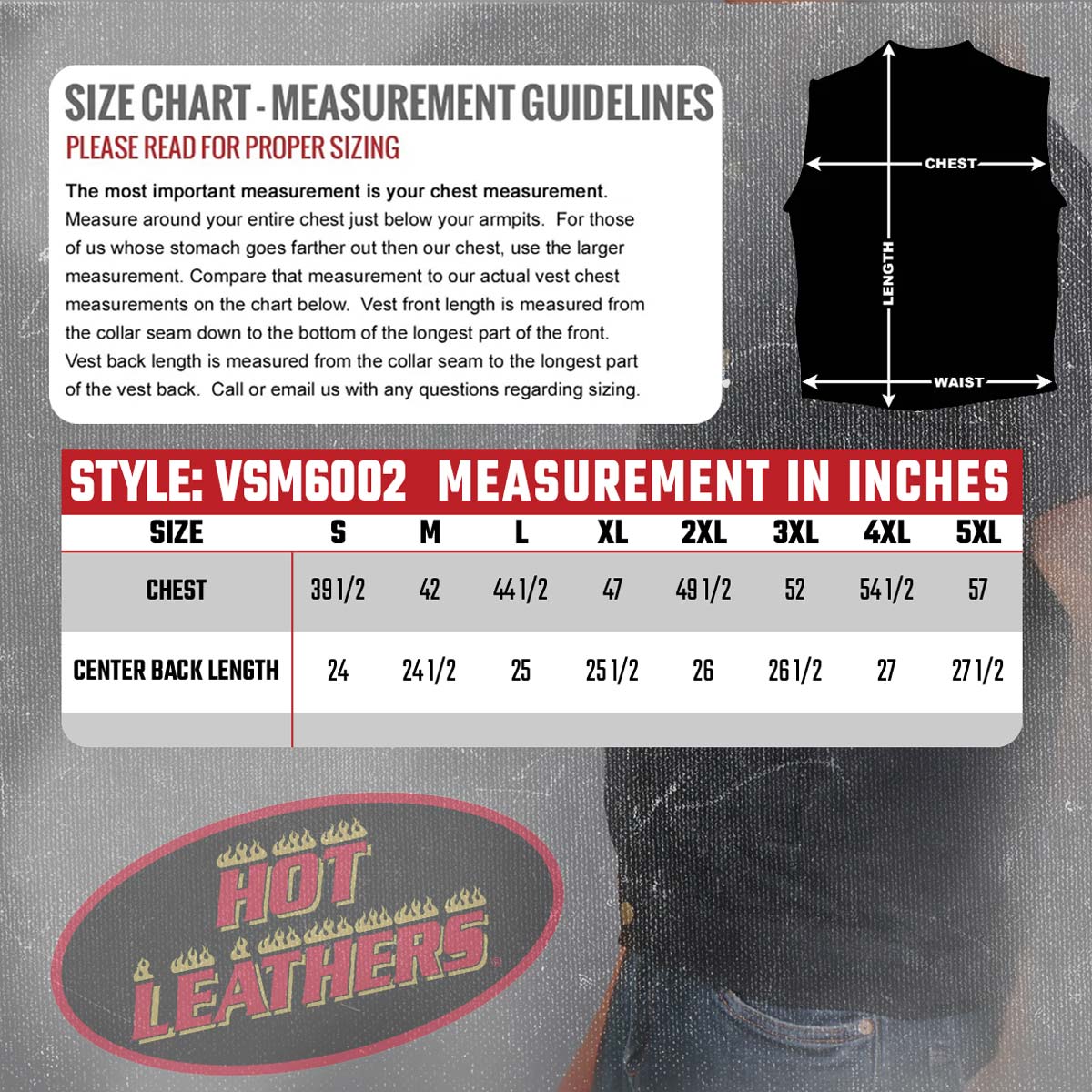 VSM6002 Men's Motorcycle style Black Denim Biker Vest