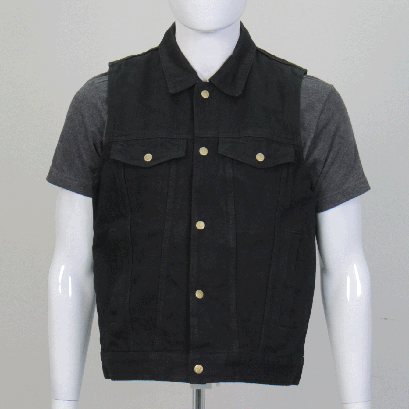 VSM6002 Men's Motorcycle style Black Denim Biker Vest