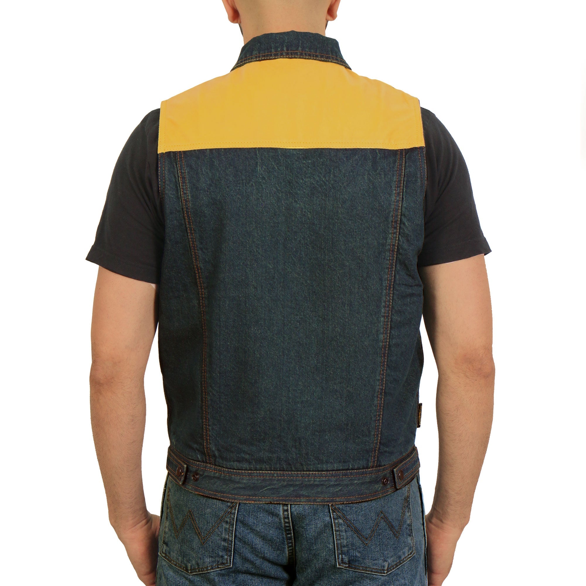 Men's Leather and Denim Conceal Carry Vest VSM6103