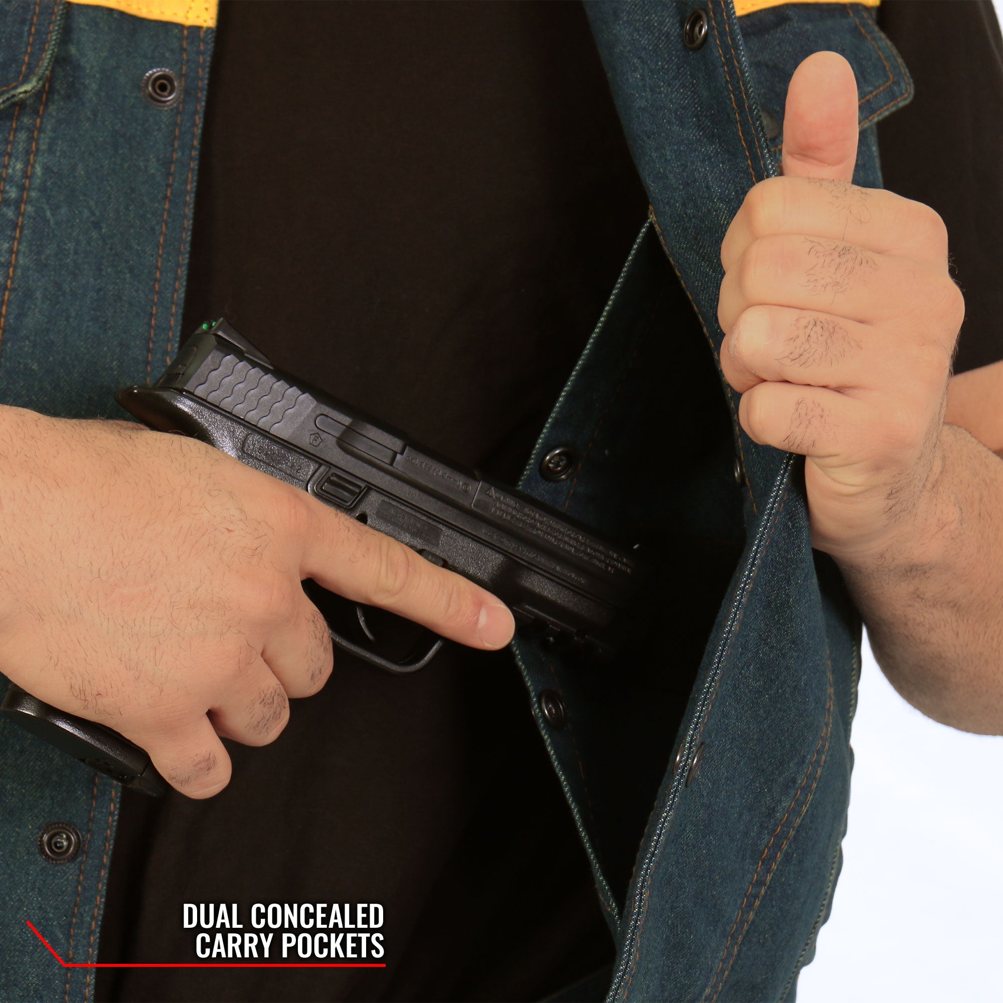 Men's Leather and Denim Conceal Carry Vest VSM6103