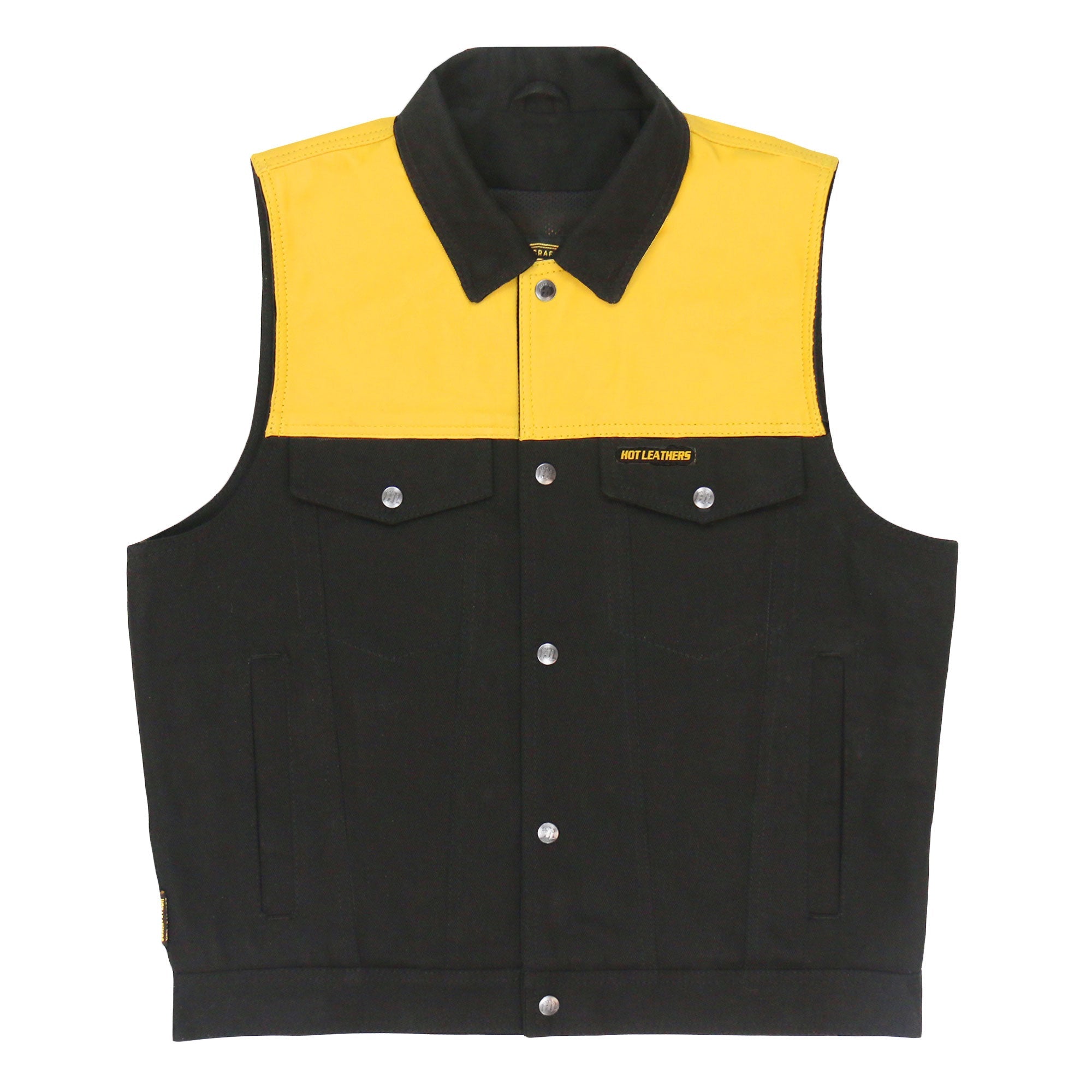 Men’s Black and Yellow Denim Conceal Carry Vest VSM6104