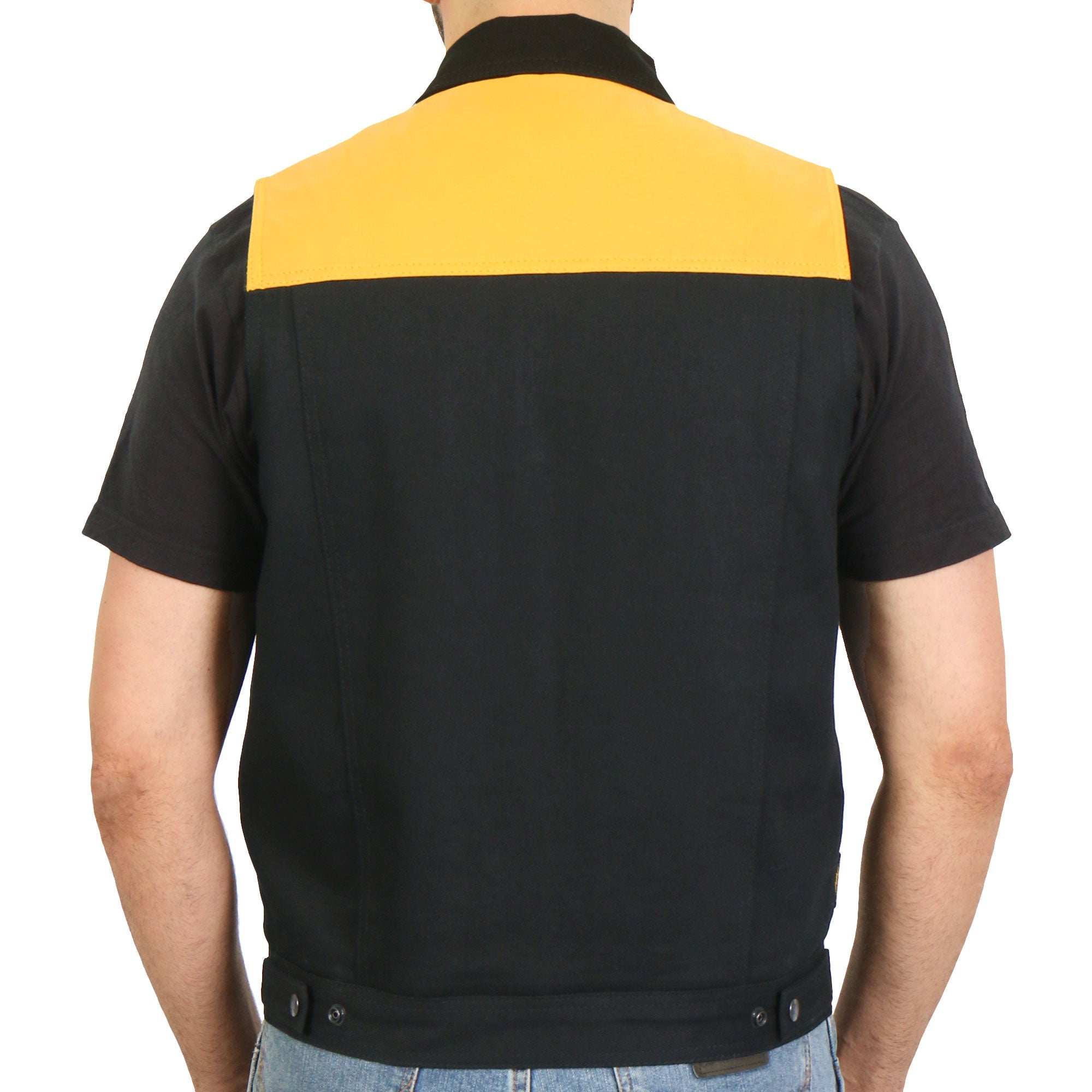 Men’s Black and Yellow Denim Conceal Carry Vest VSM6104