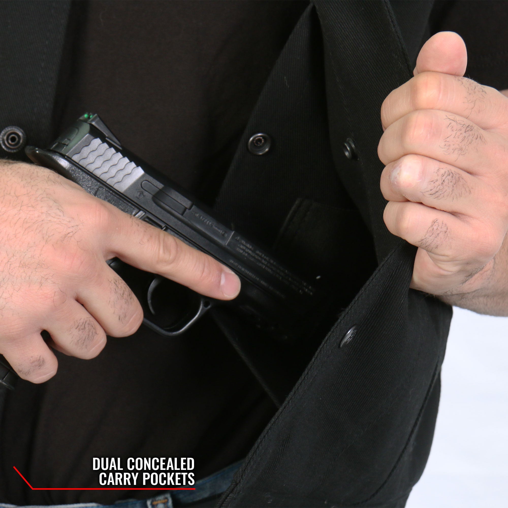 Men’s Black and Yellow Denim Conceal Carry Vest VSM6104